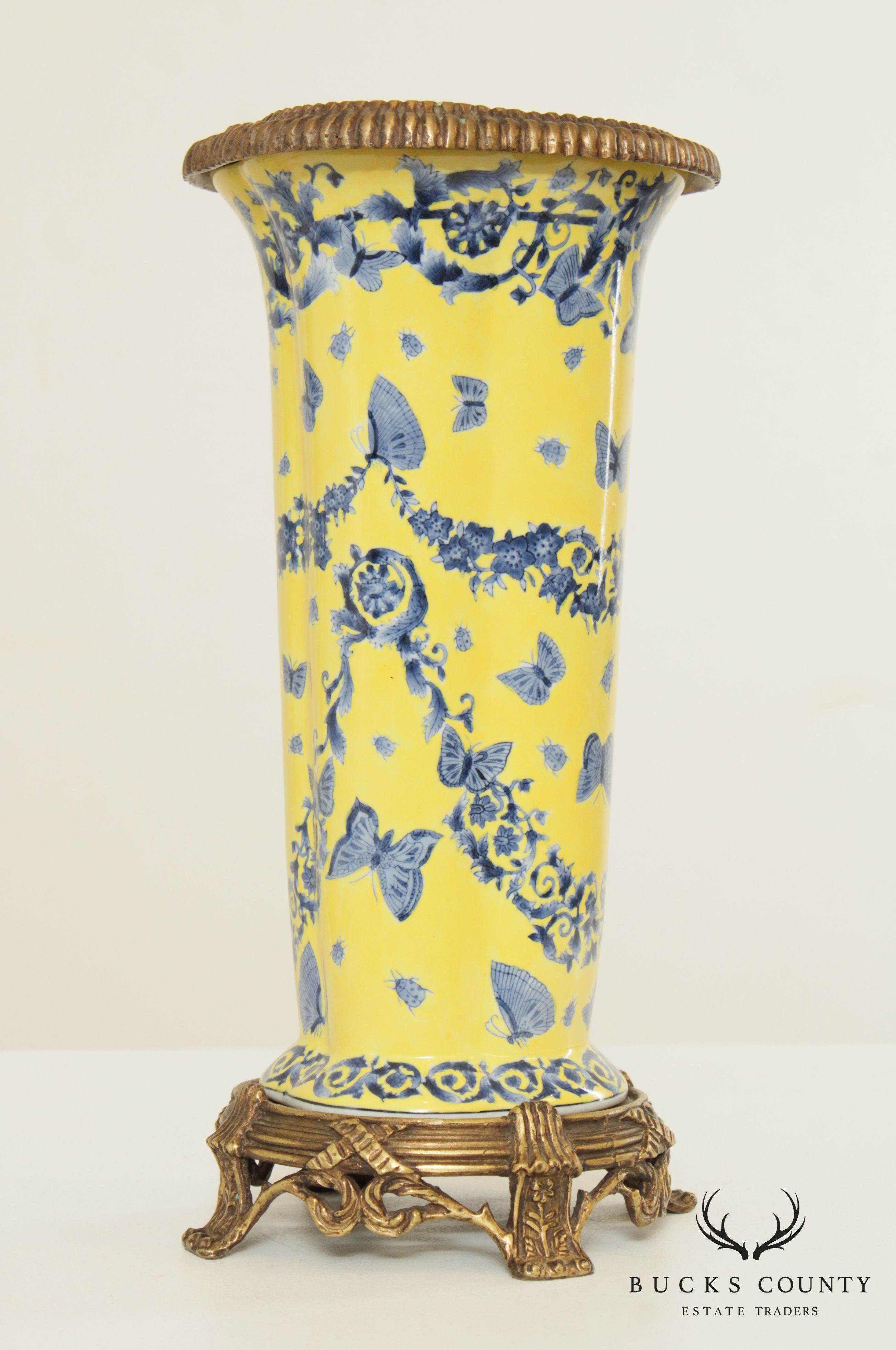 Chinese Brass Mounted Porcelain Vase