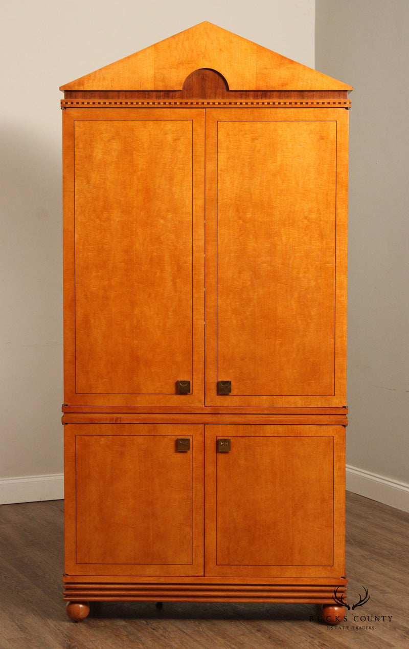 Hickory White Genesis Collection Biedermeier Style Inlaid Maple Armoire