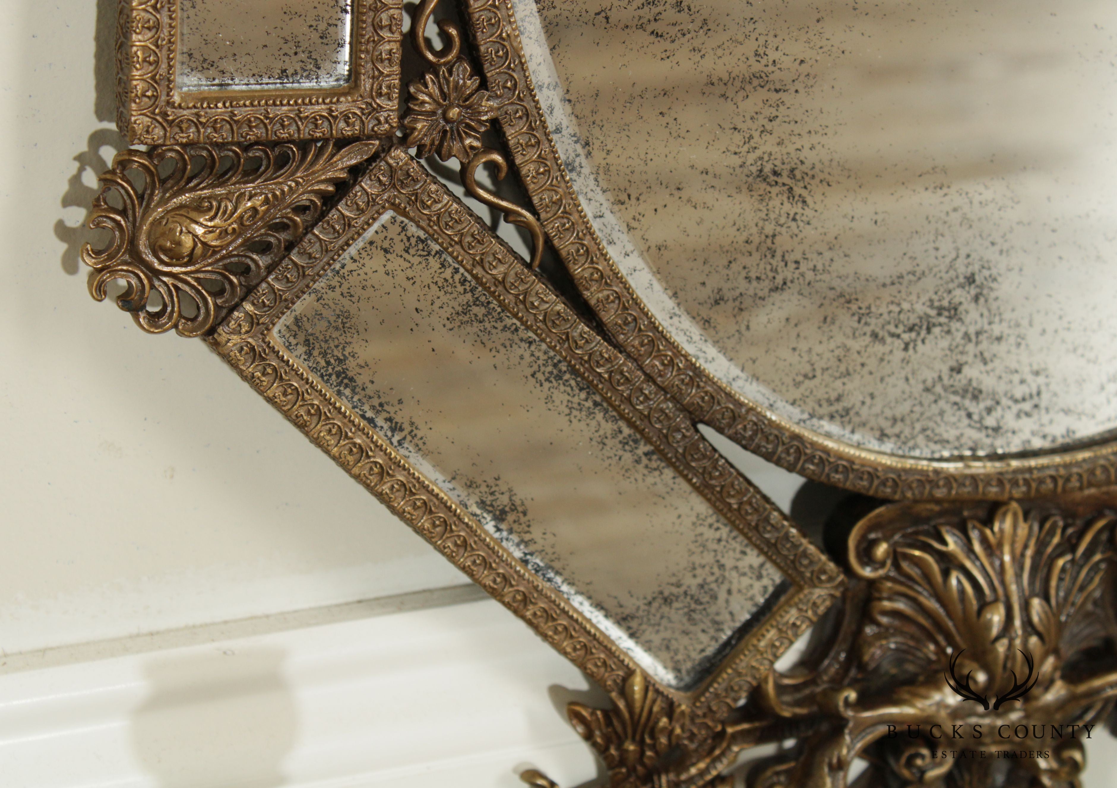 Quality Brass Renaissance Style Girandole Mirror