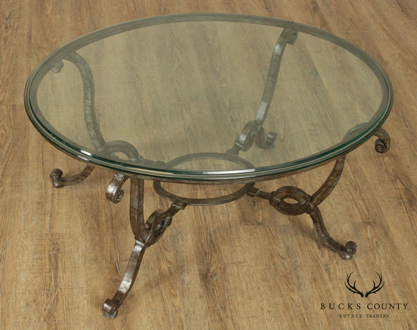 Quality Hand Forged Steel Oval Glass Top Coffee Table