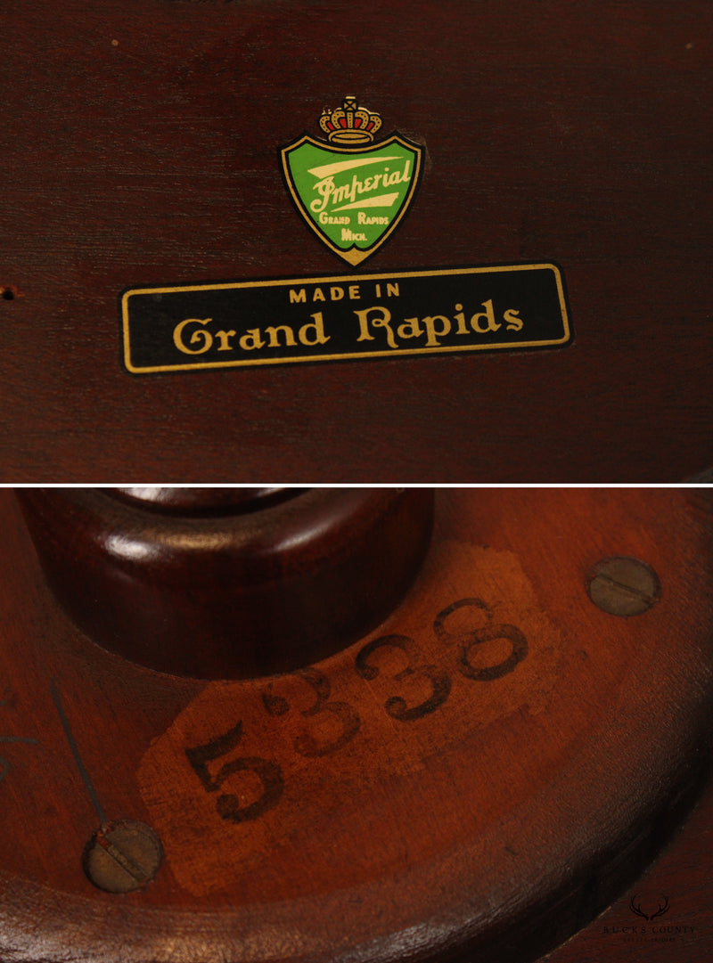 Imperial Furniture Empire Style Round Mahogany Leather Top Wine Table