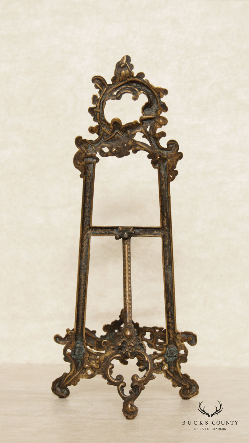 Vintage Ornate Cast Brass Picture Easel, Tabletop Display Easel