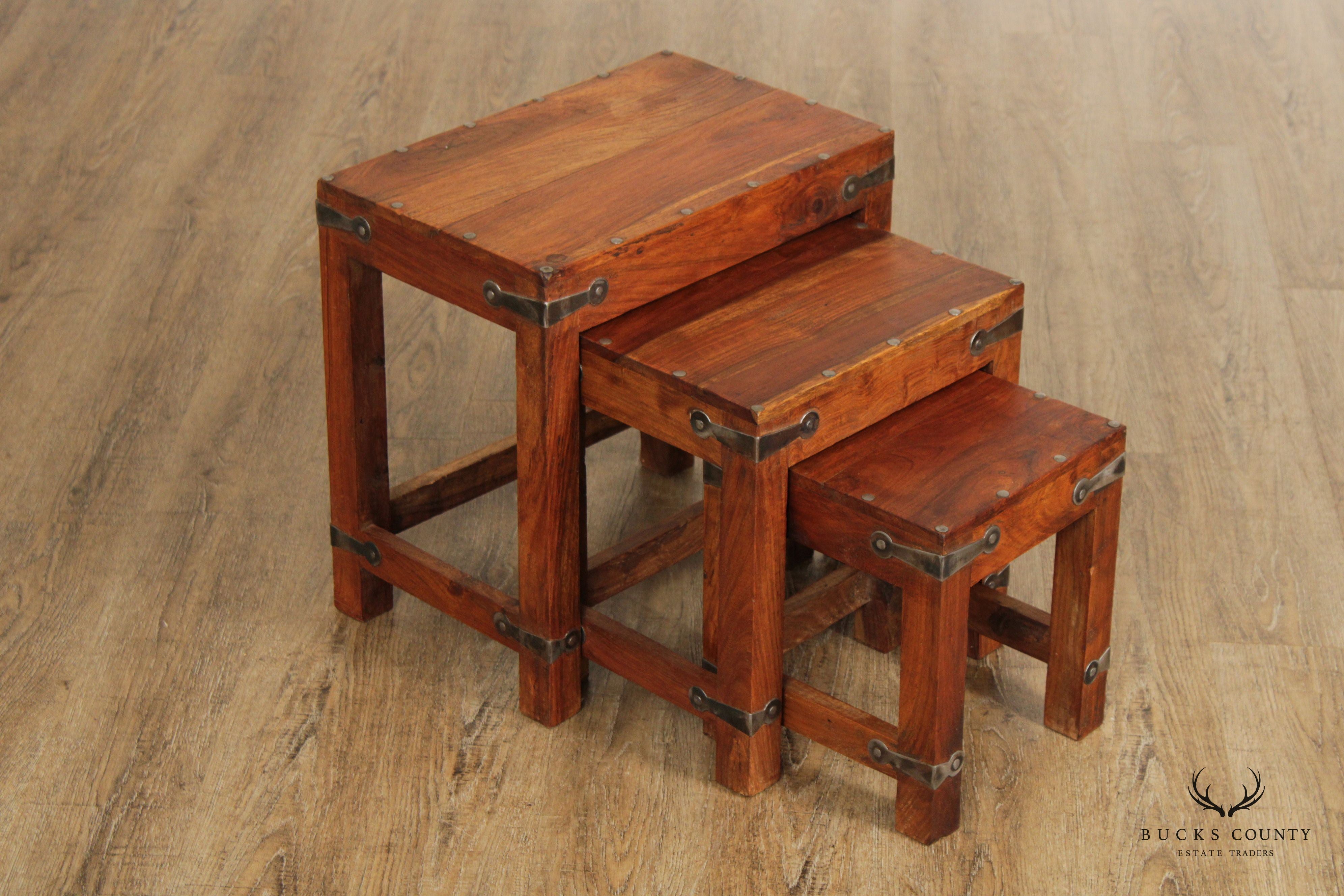 SPANISH COLONIAL STYLE SET OF 3  SOLID HARDWOOD NESTING TABLES