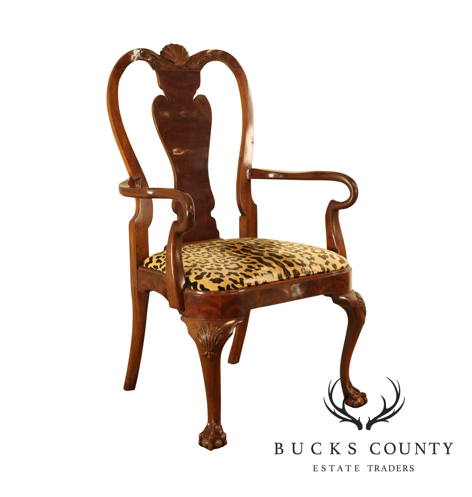 Karges Mahogany Queen Anne Claw Foot Armchair