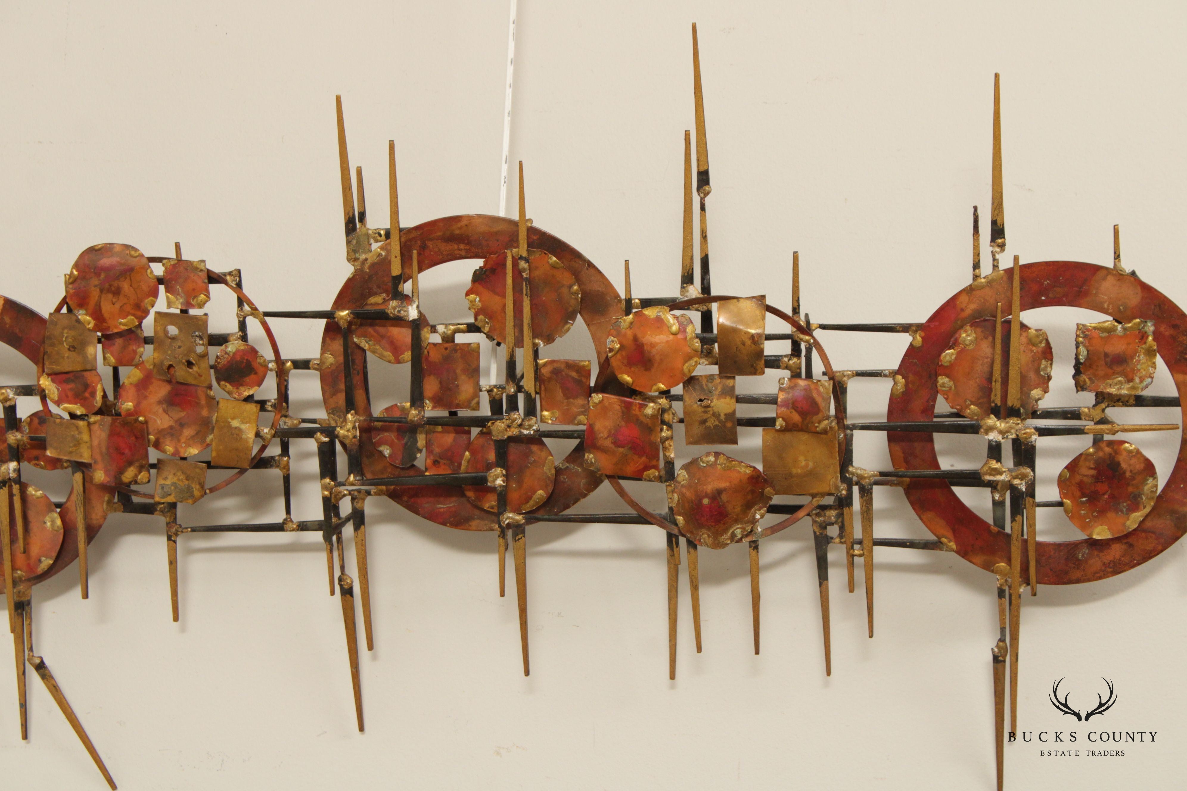 Mid Century Modern Brutalist Metal Wall Sculpture