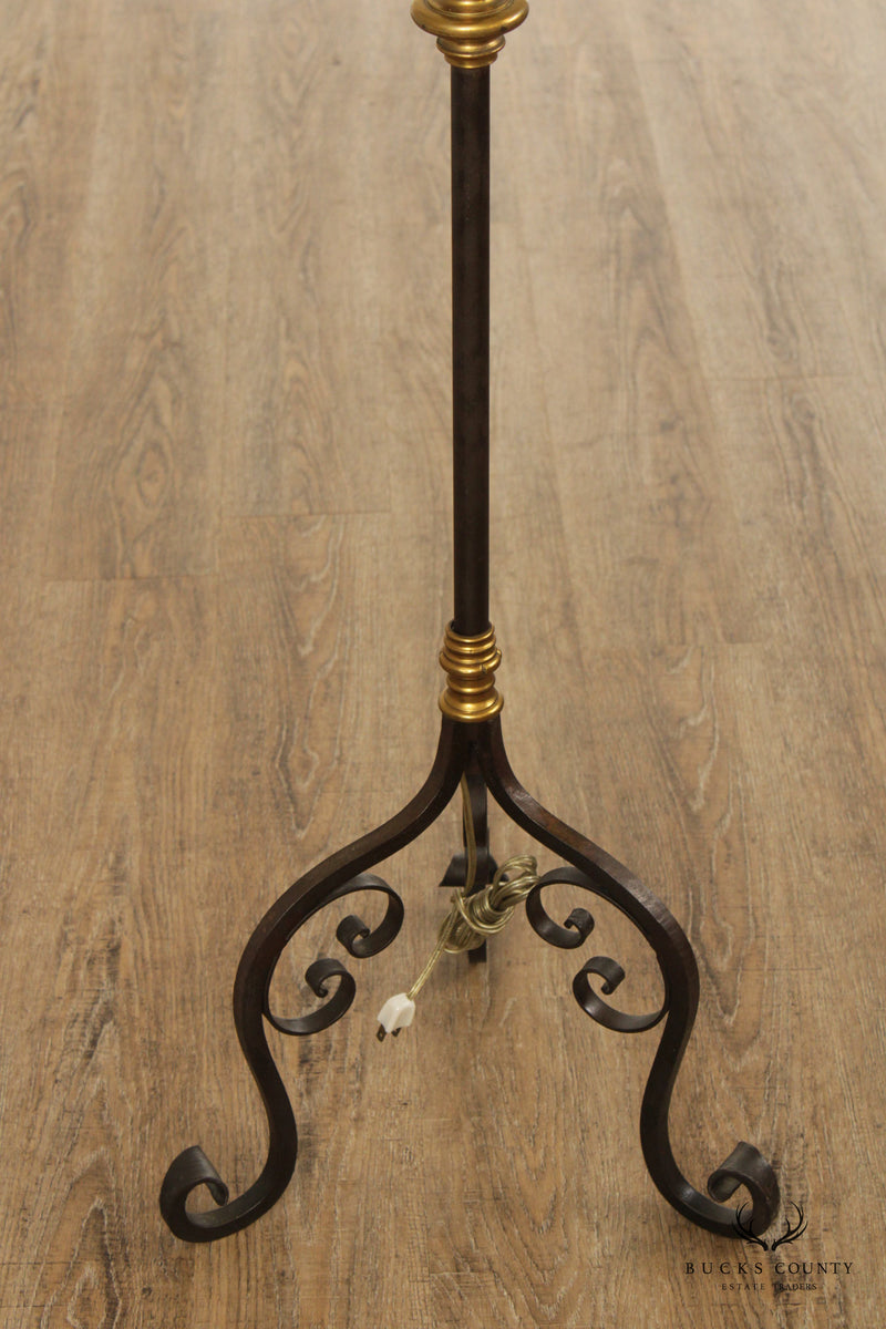 Antique Spanish Revival Wrought Iron Floor Lamp