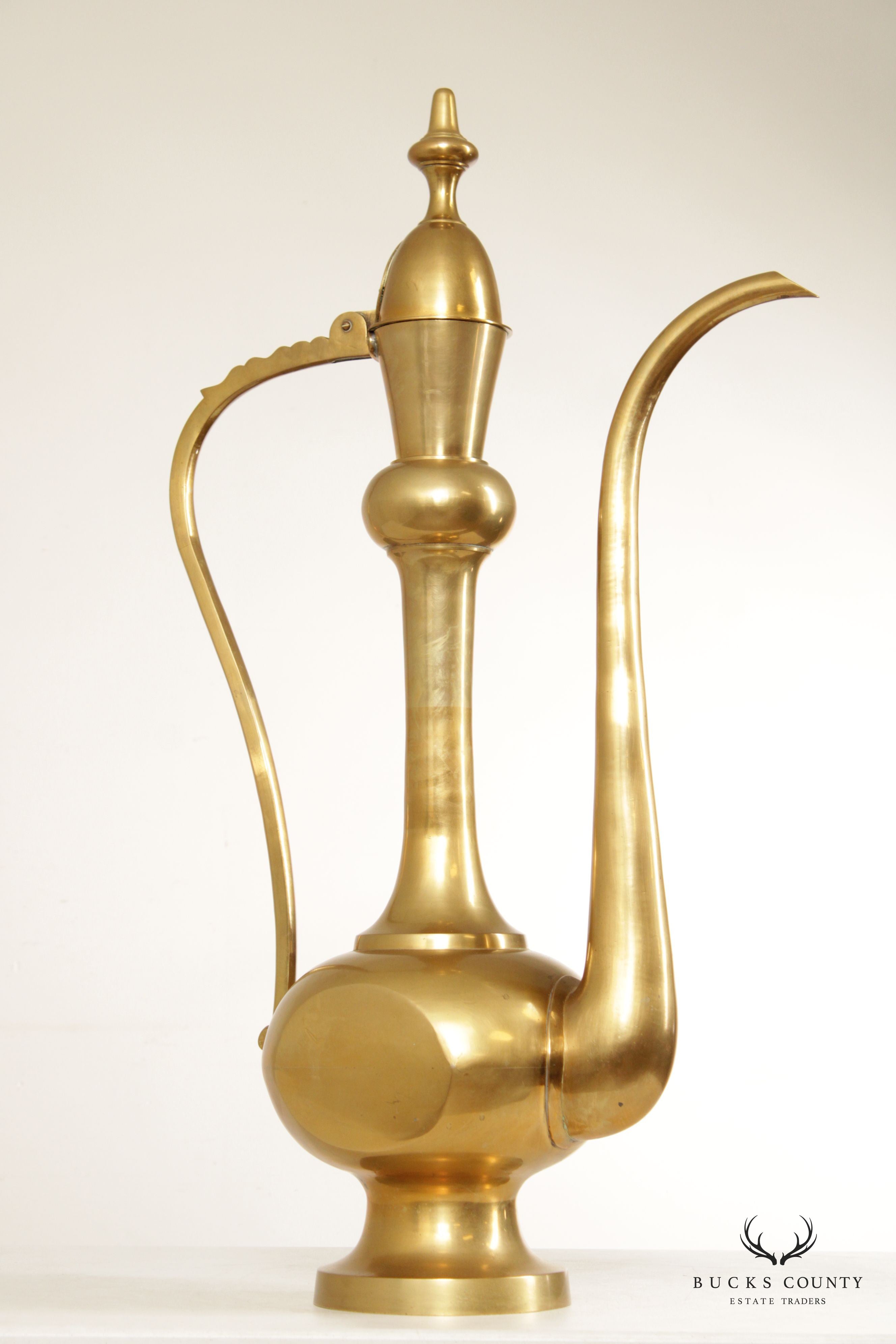 Moorish Style Tall Decorative Solid Brass Ewer