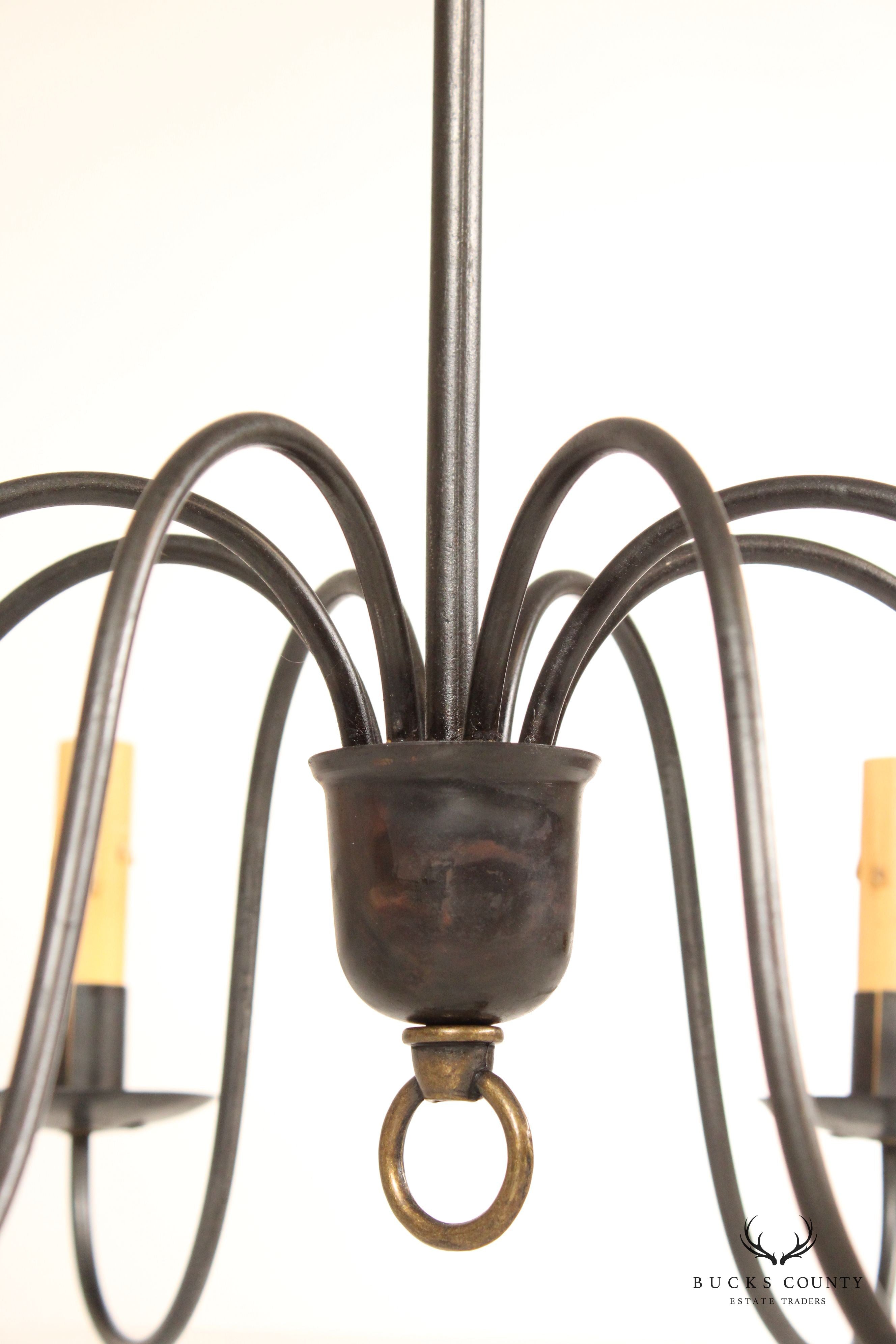 Sheraton Farmhouse Style Eight-Light Iron Faux Candle Chandelier