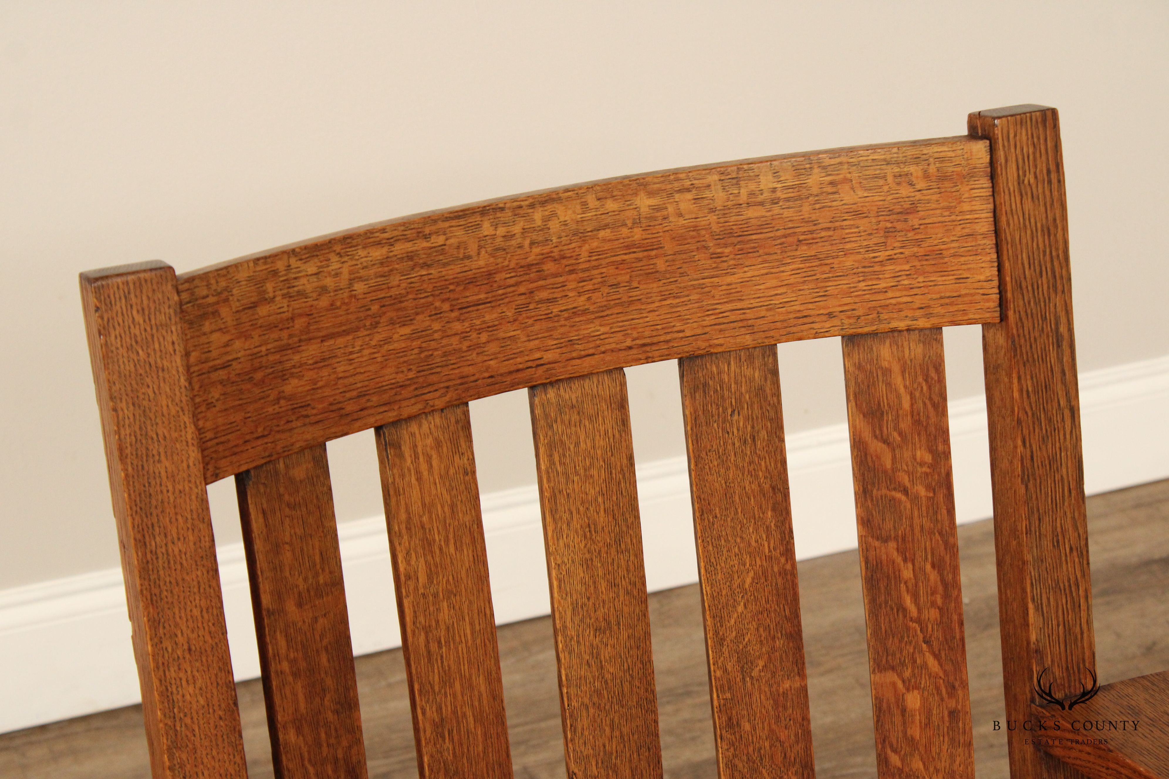 Antique Mission Oak and Leather Rocking Chair