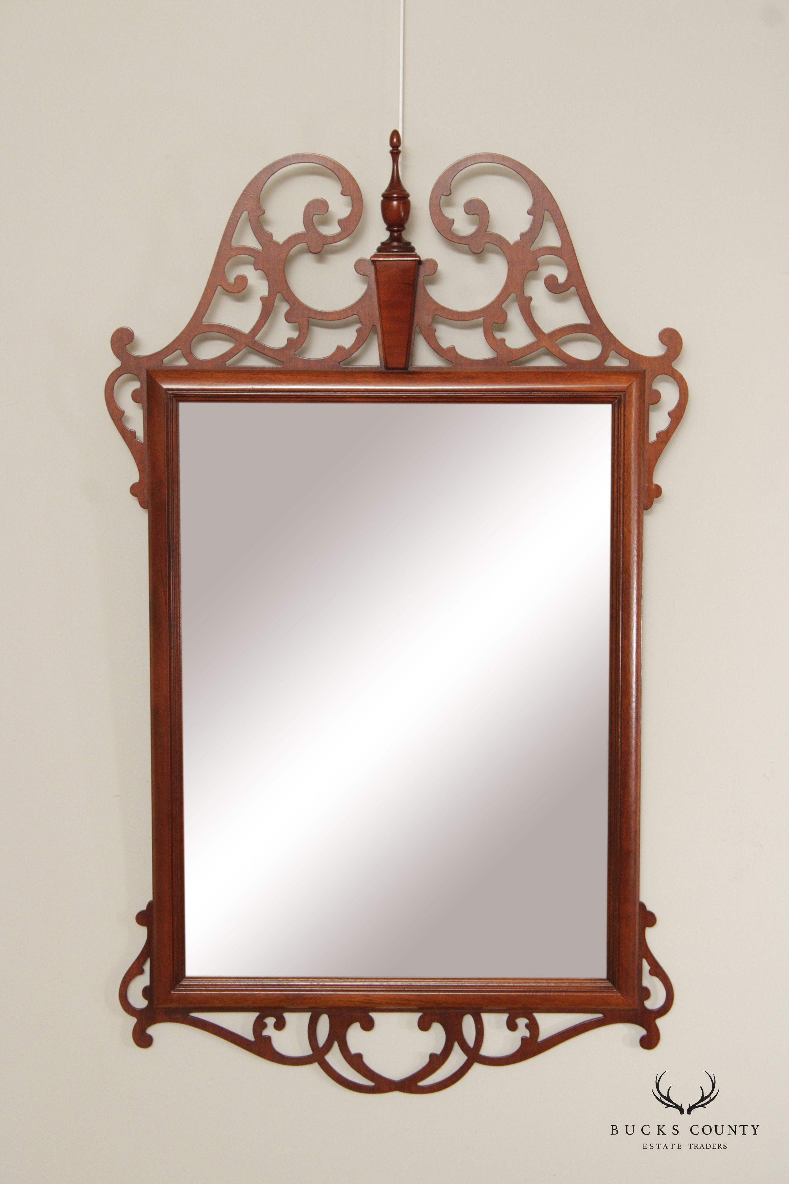 Federal Style Carved Mahogany Fretwork Wall Mirror