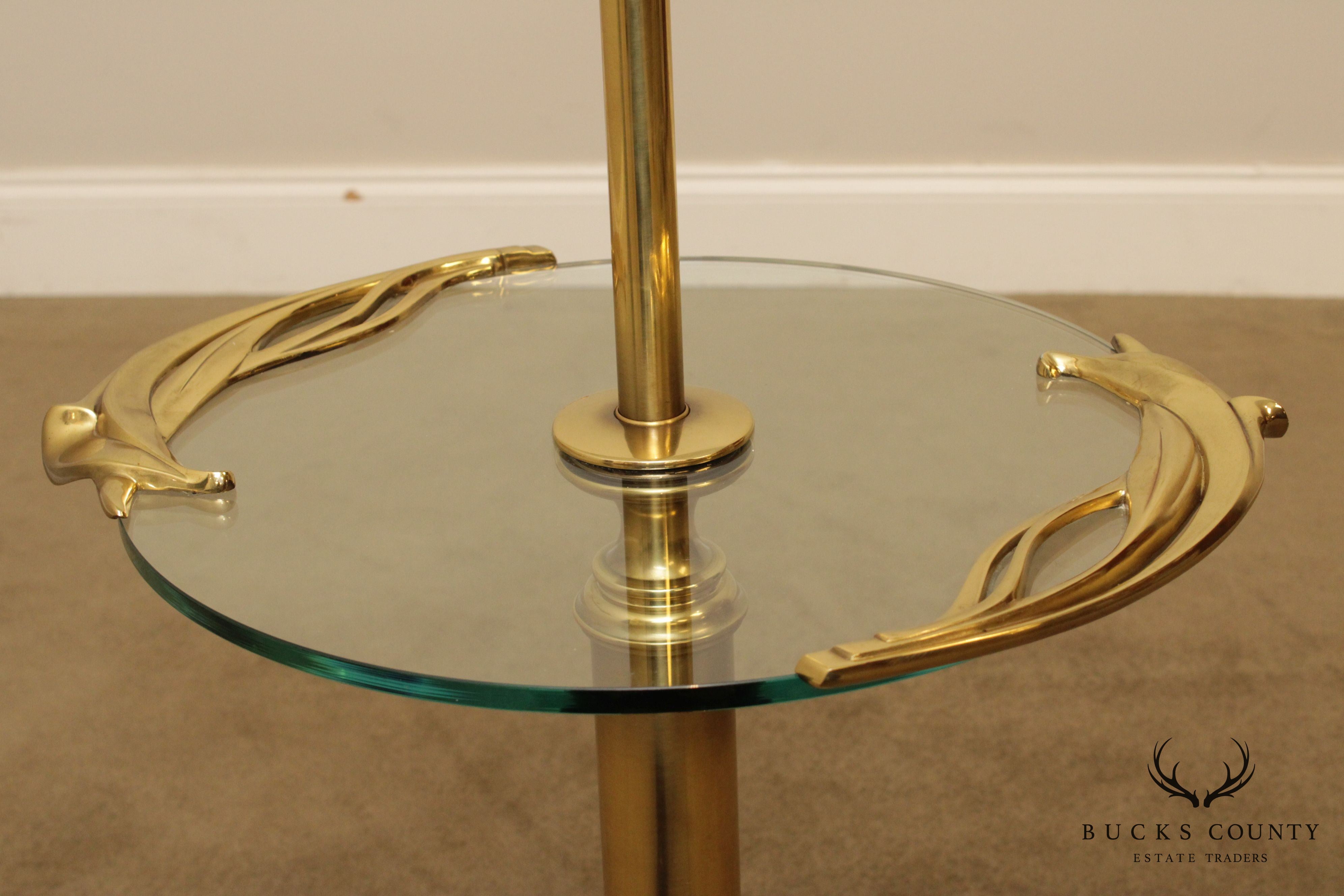 Stiffel Vintage Brass Art Nouveau Style Table Floor Lamp