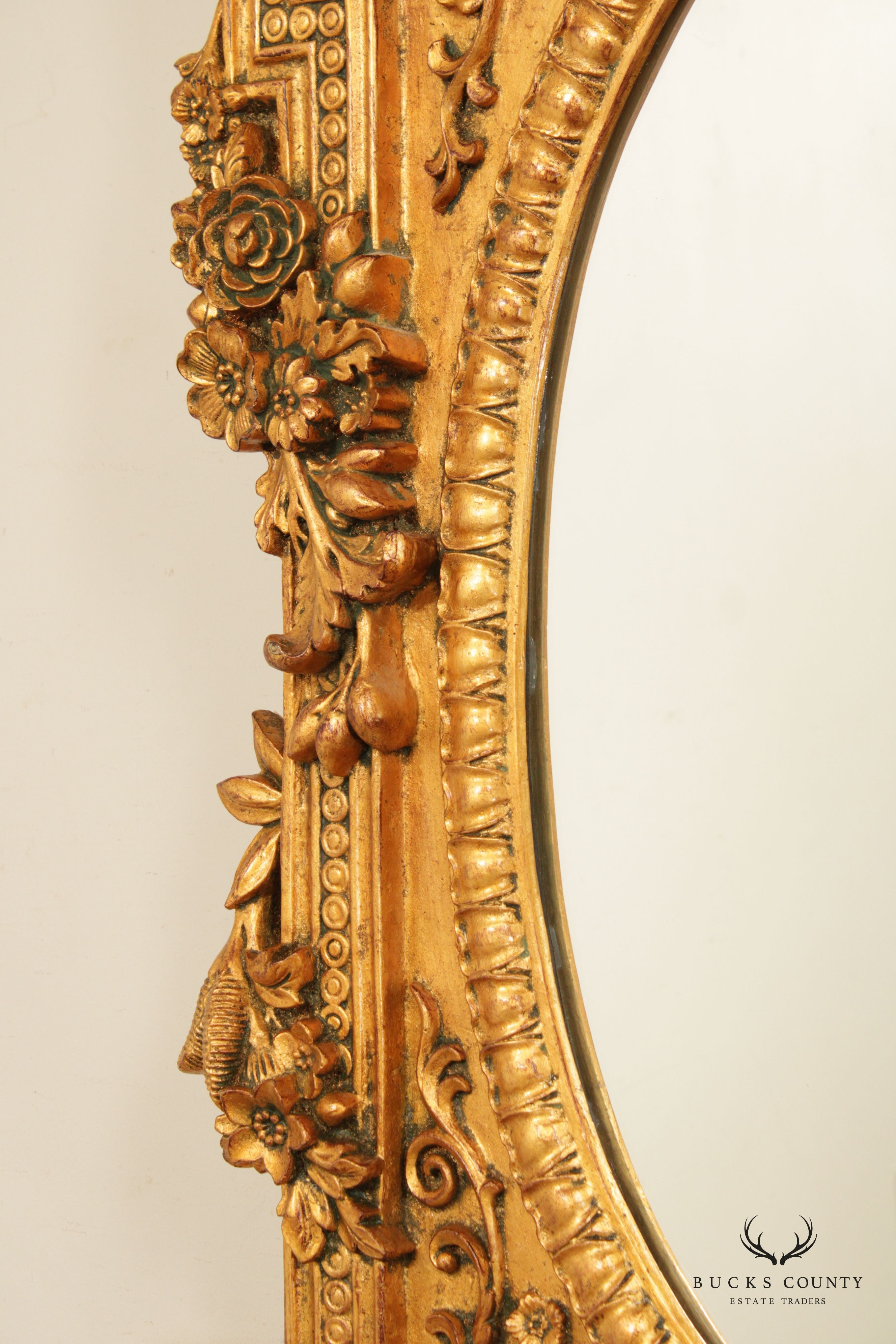 French Style Ornate Floral Carved Gilt Wall Mirror