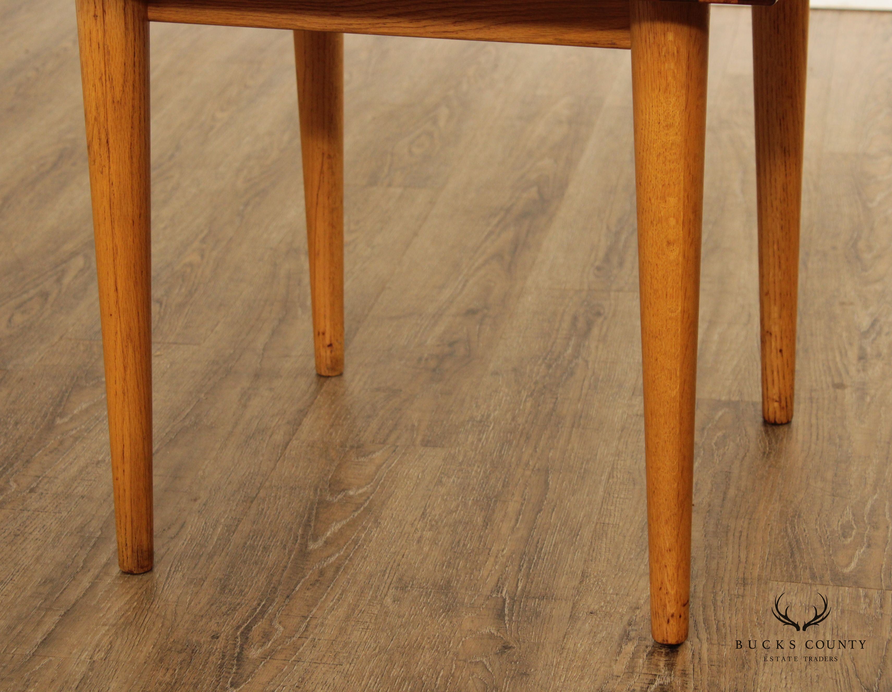 Mid Century Modern Oak and Walnut Square Butcher Block Side Table