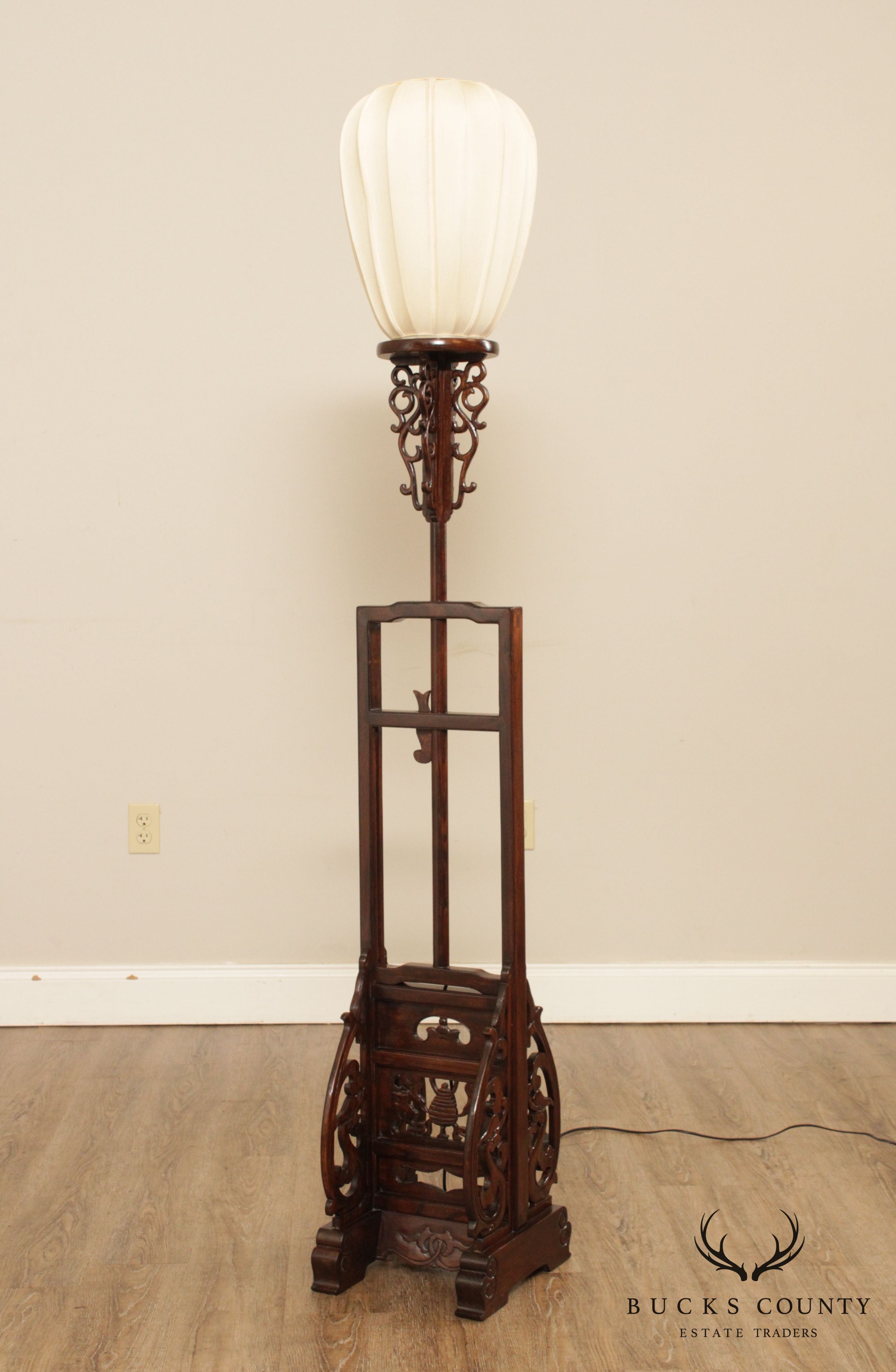 Vintage Chinese Hardware Adjustable Floor Lamp