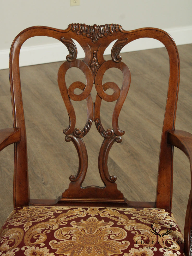 Georgian Style Vintage Custom Quality Carved Mahogany Pair Armchairs