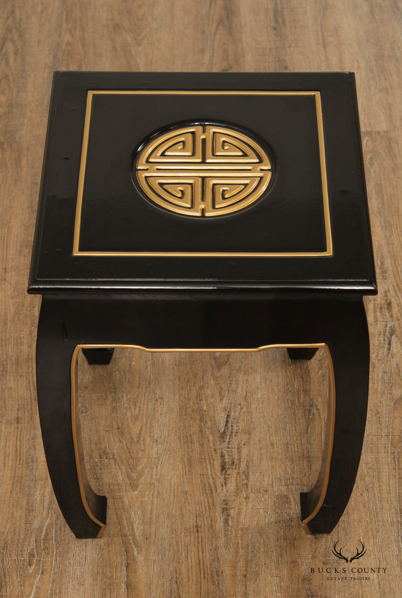 Asian Contemporary Style Black and Gold Side Table