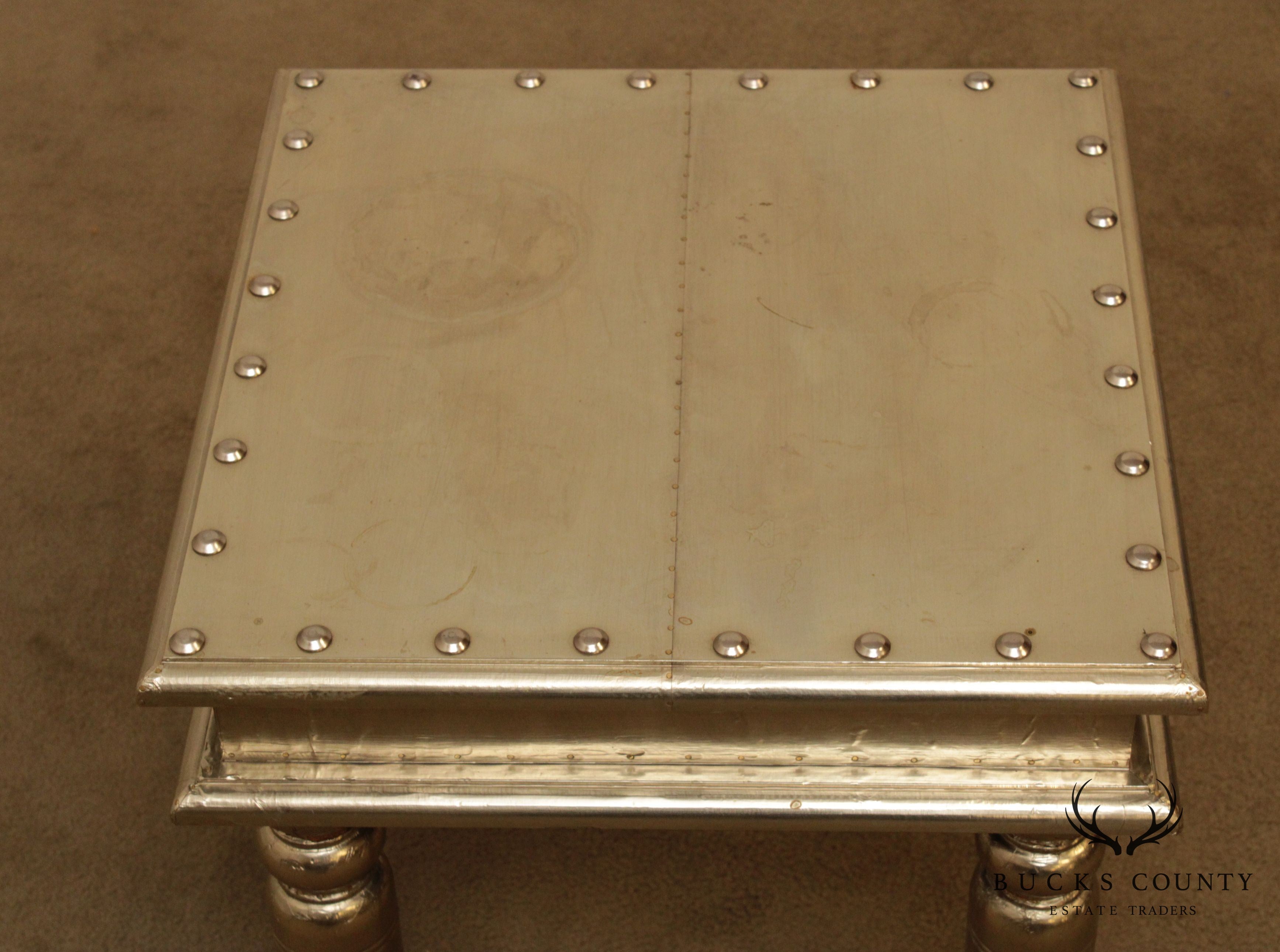 Square Silver Foil Wrapped Side Table