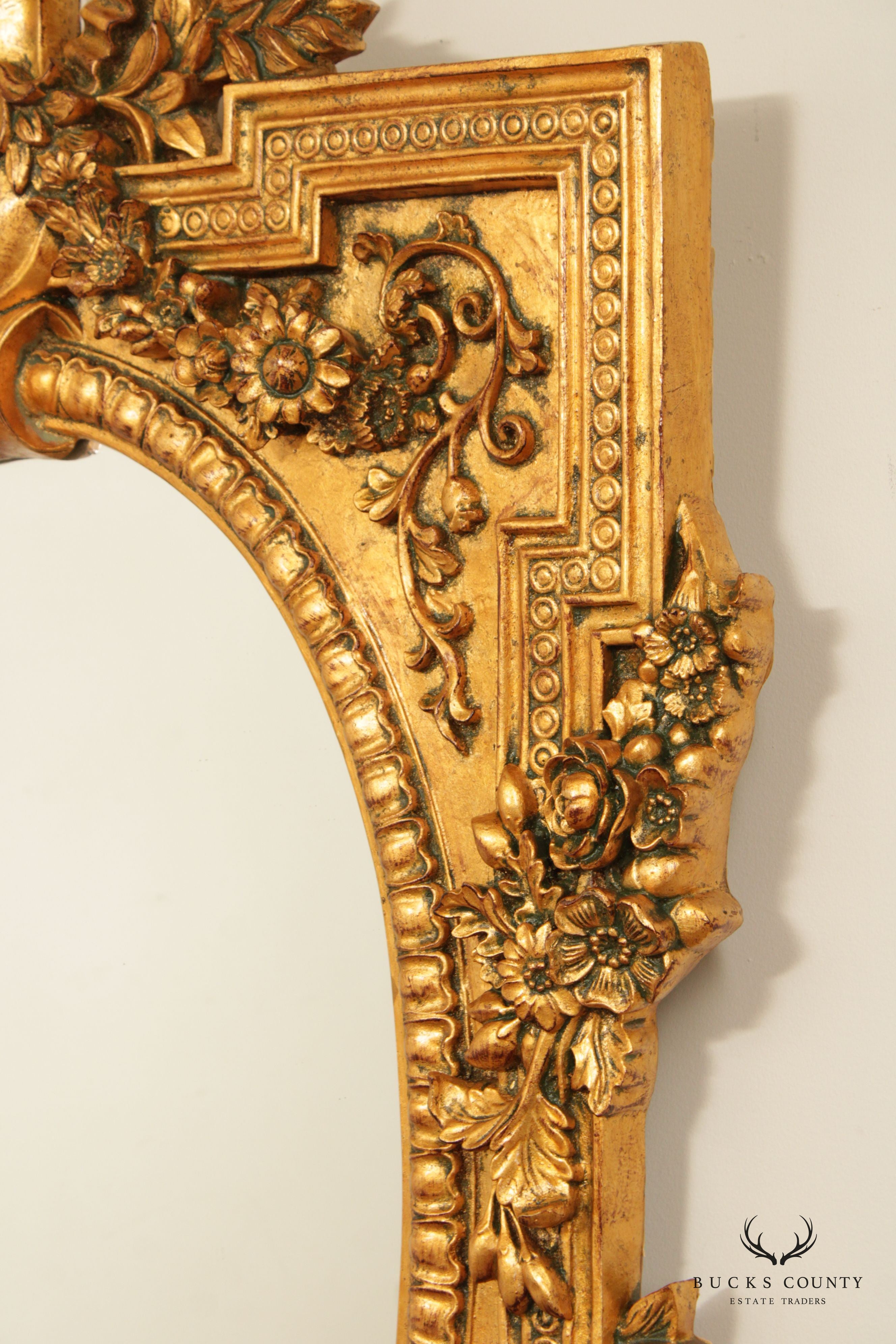 French Style Ornate Floral Carved Gilt Wall Mirror