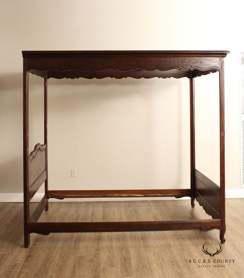 Henredon French Louis XV Style Oak Queen Size Canopy Bed