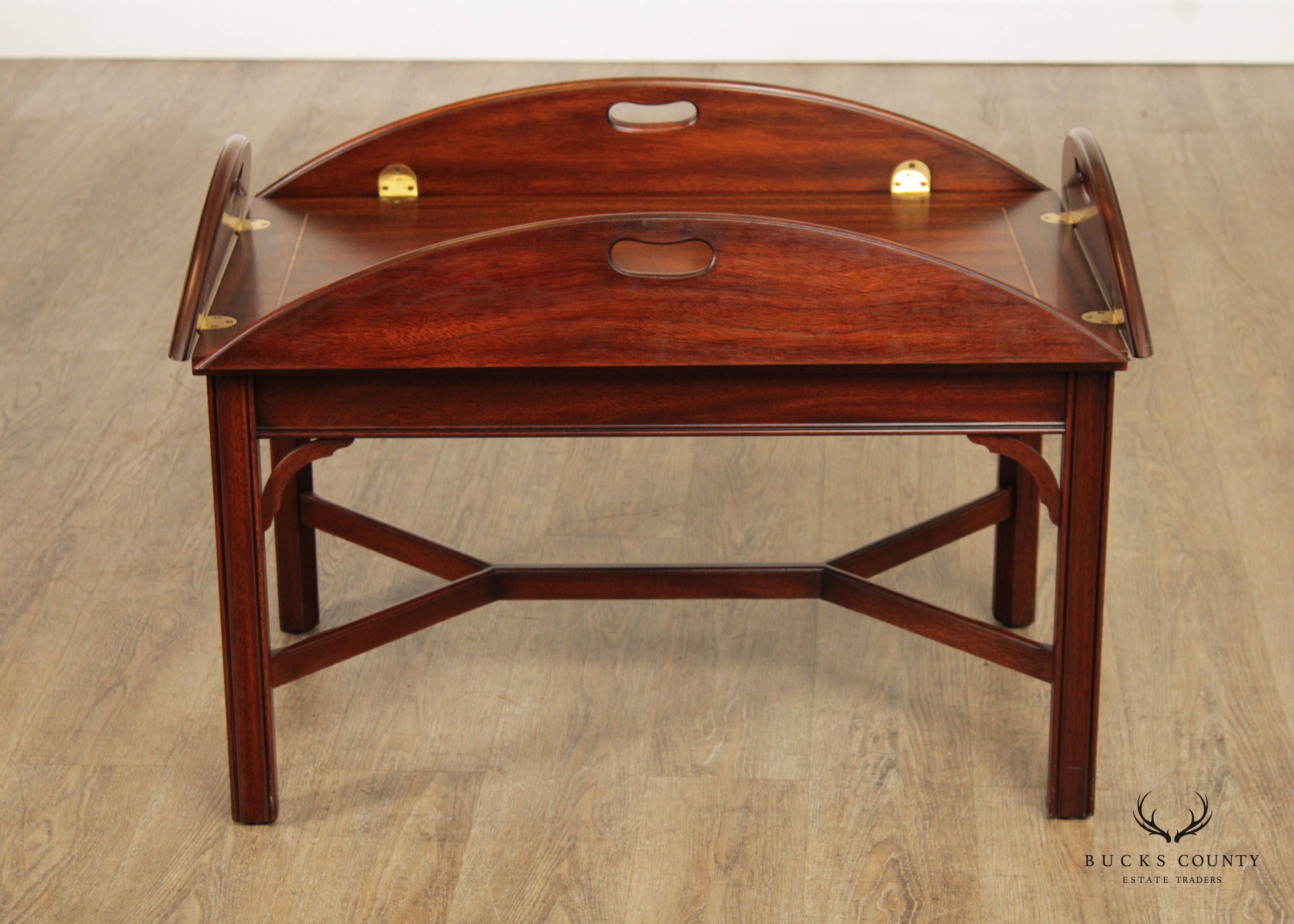 Henkel Harris Chippendale Style Mahogany Butler's Tray Coffee Table