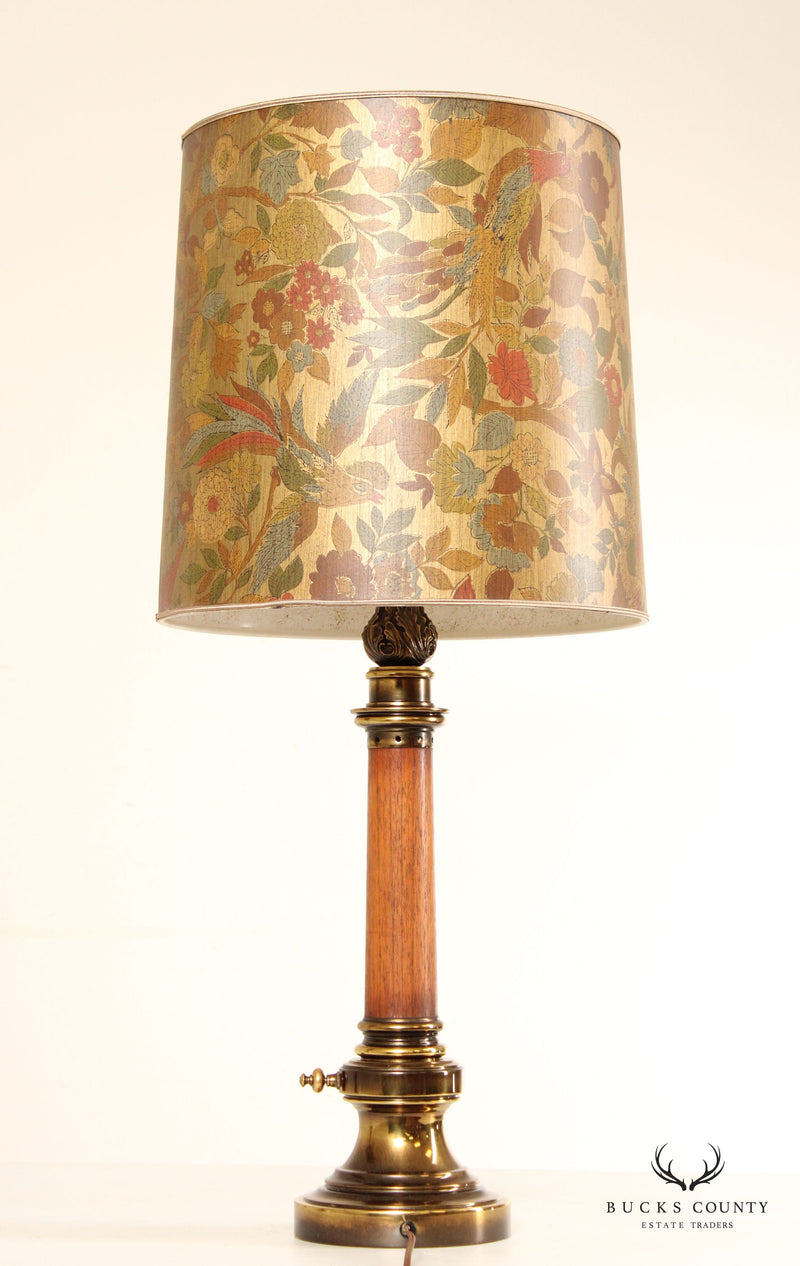 Stiffel Hollywood Regency Pair Wood and Brass Table Lamps