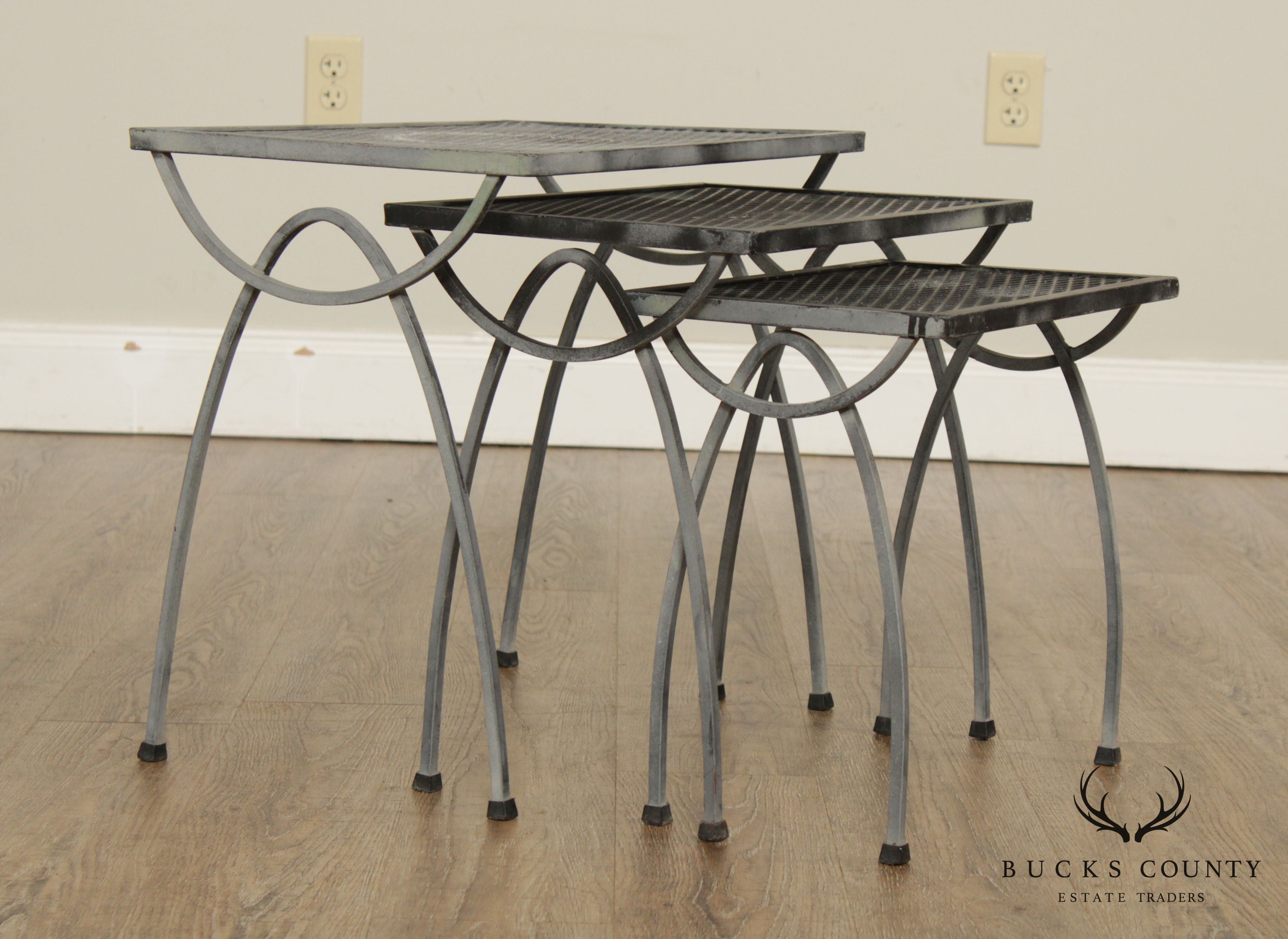 Salterini Mid Century Wrought Iron Garden Nesting Tables