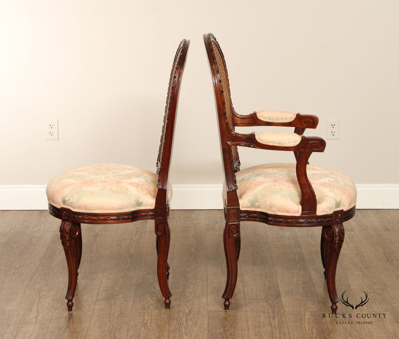 French Louis XV Style Quality Set Of 12 Cane Back Dining Chairs