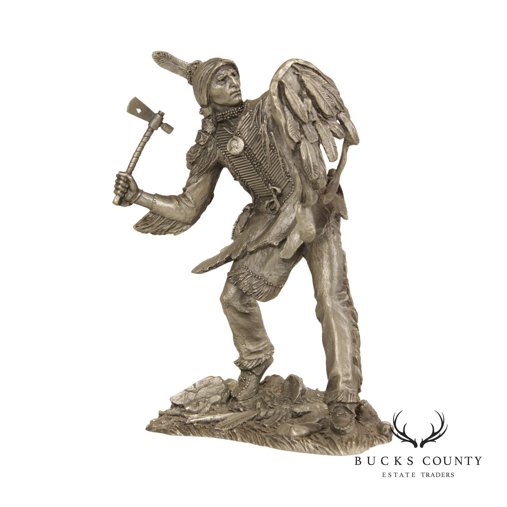 Jim Ponter Native American 'Comanche Warrior' Pewter Sculpture