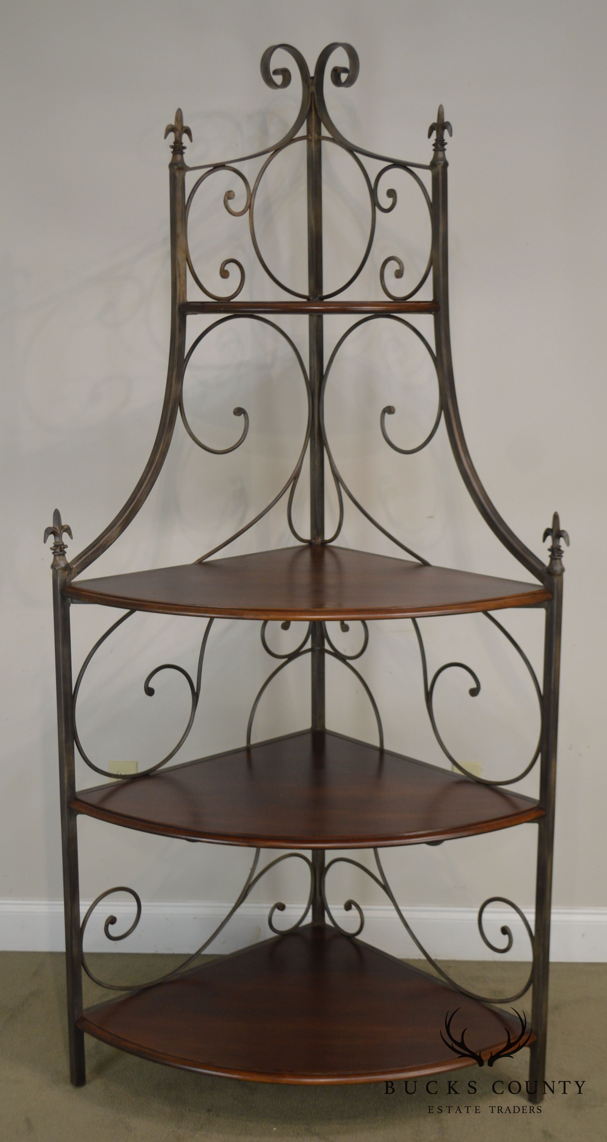 Drexel Heritage Wrought Iron & Cherry French Country Bakers Rack