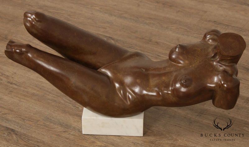 Robert Sanabria Bronze Female Form Reclining Sculpture