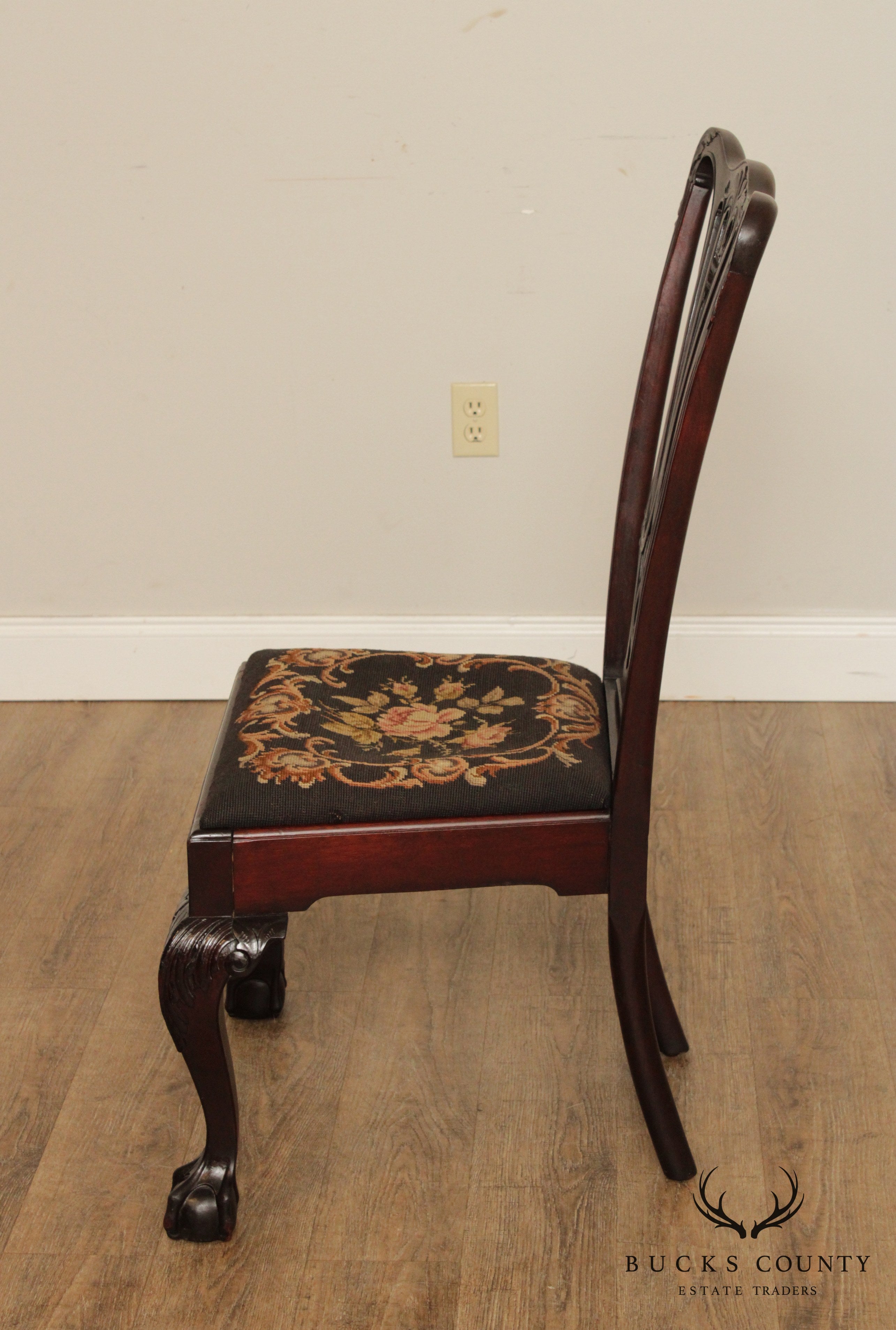 Chippendale Style Antique Mahogany Ball & Claw Side Chair