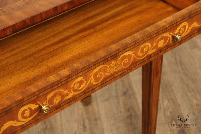 Maitland Smith Italian Neoclassical Style Marquetry Inlaid Mahogany Console or Side Table