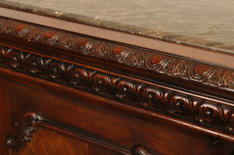 French Renaissance Style Marble Top Bar Cabinet