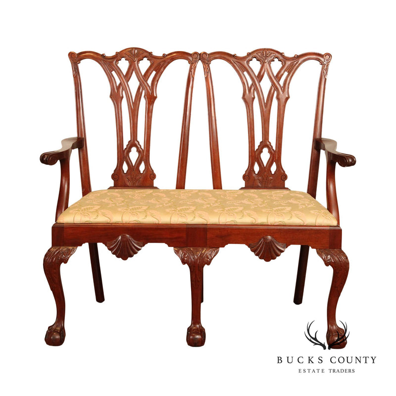 Chippendale Style Mahogany Ball and Claw Carved Settee
