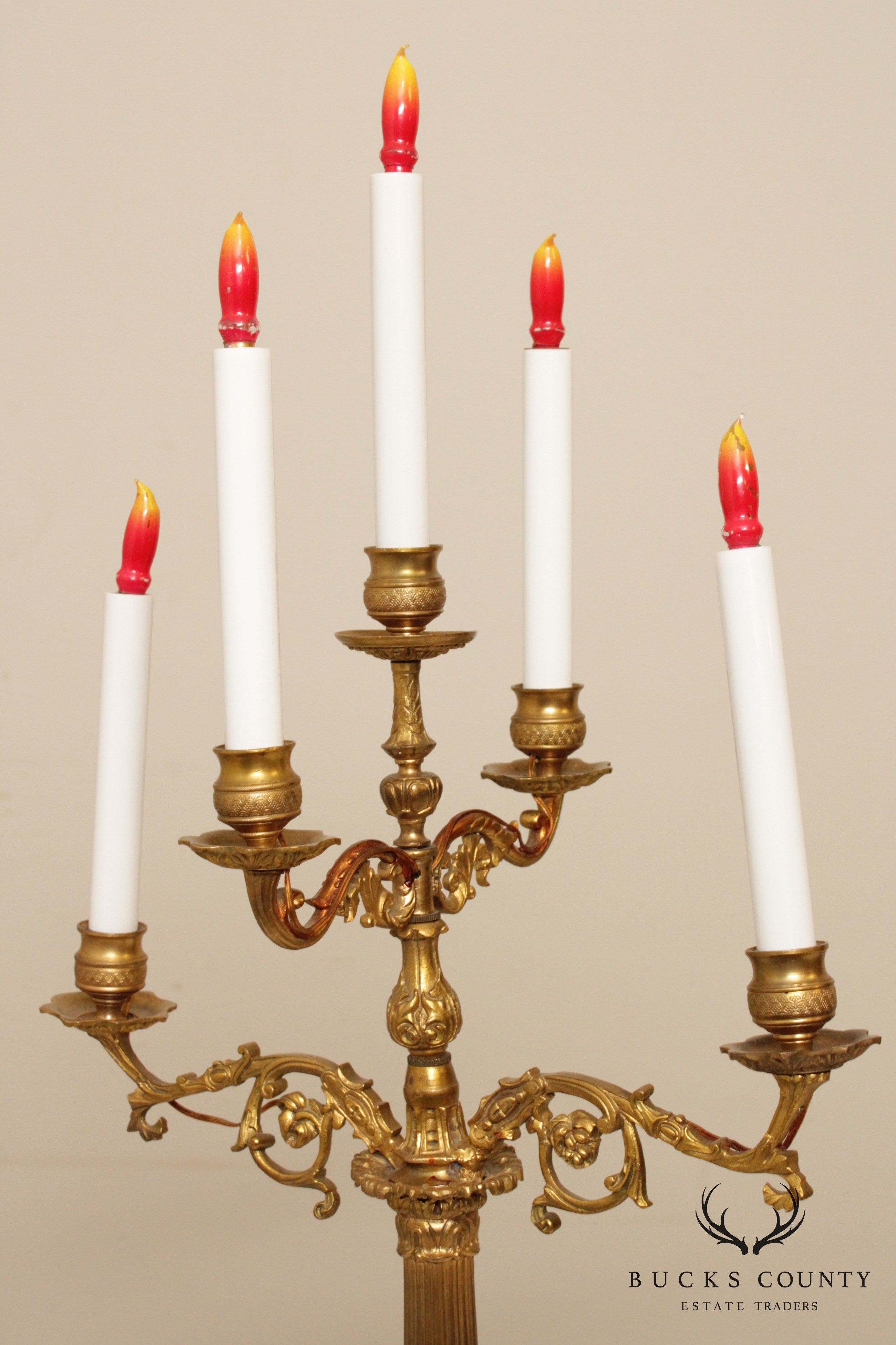 Quality Vintage French Bronze Candelabra Table Lamp