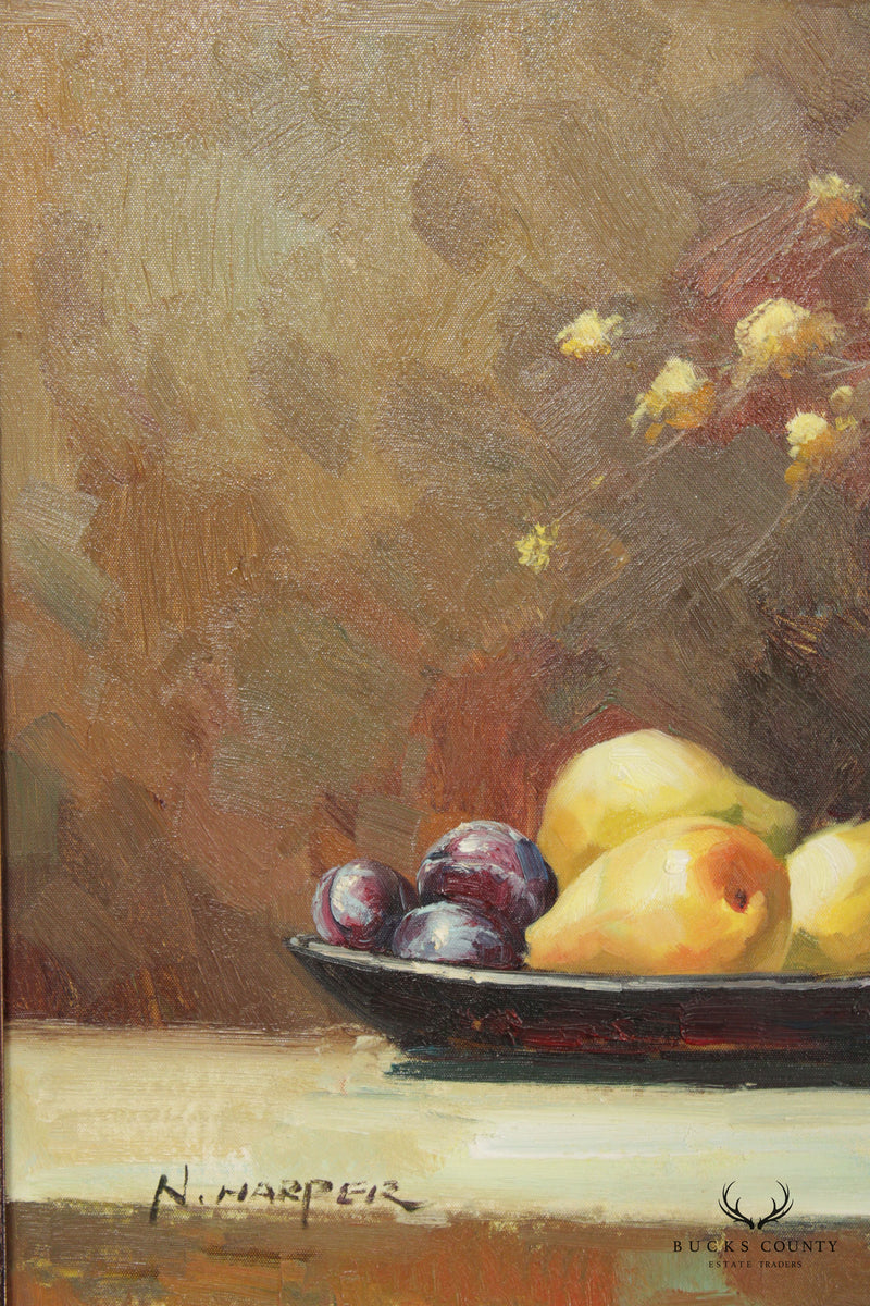 N. Harper Fruit Still Life Oil Painting