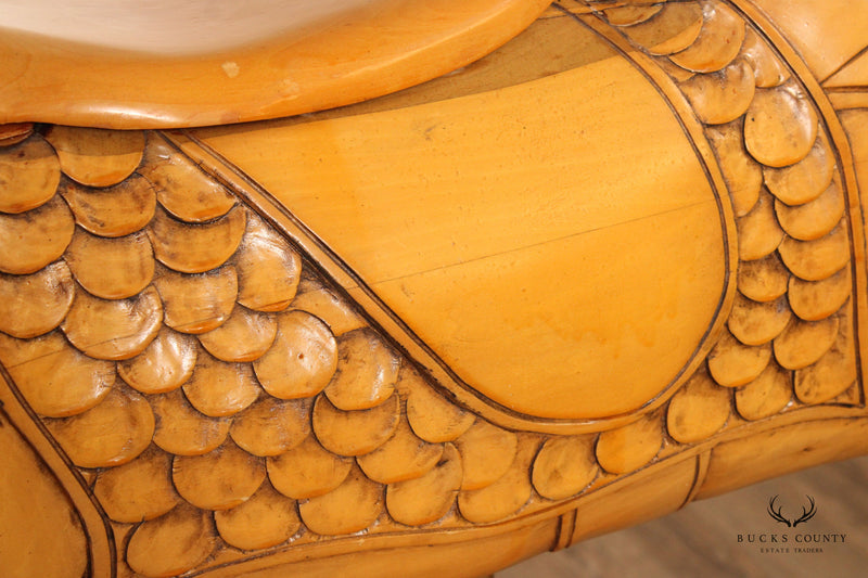 Vintage Wooden Carved Carousel Horse on Stand
