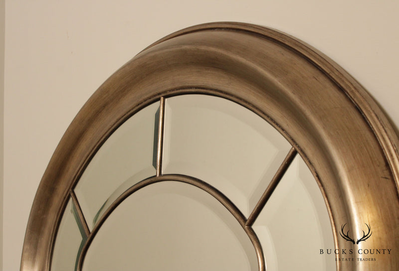 Large Silver Finished Arched Beveled Mirror