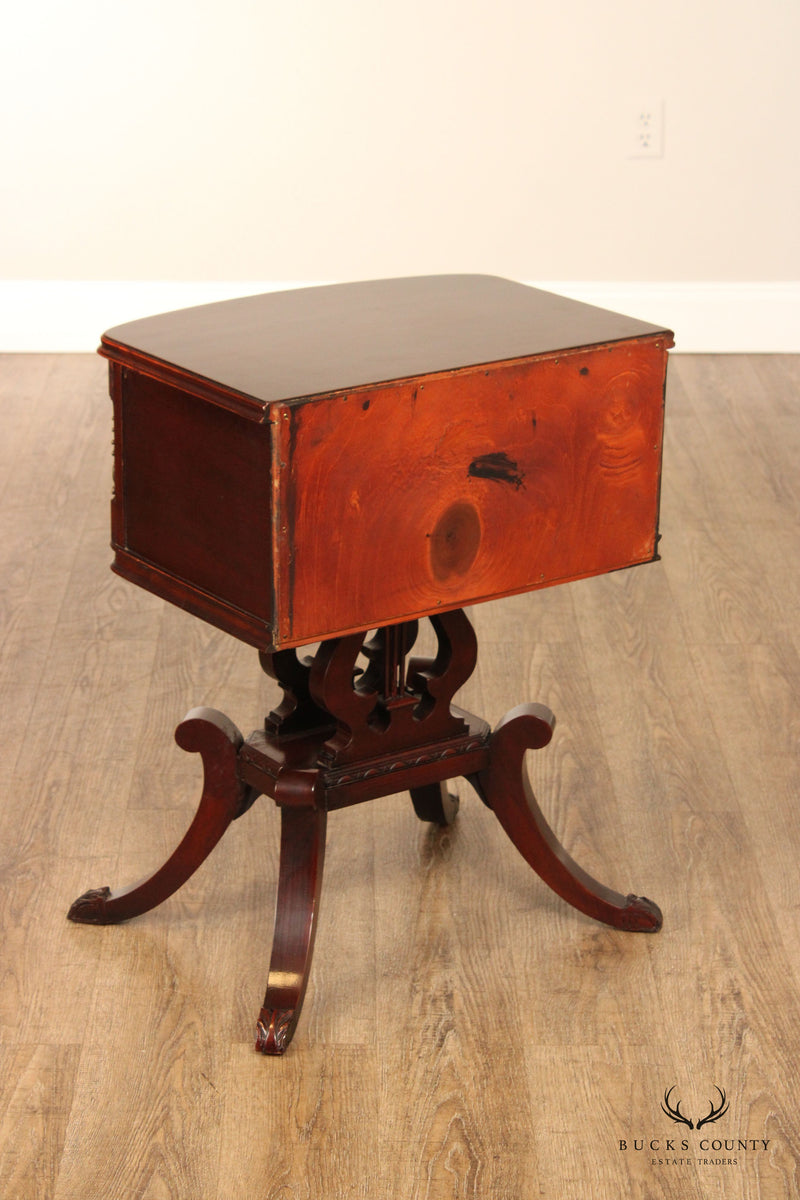 1940's American Classical Style Mahogany Lyre Base Nightstand