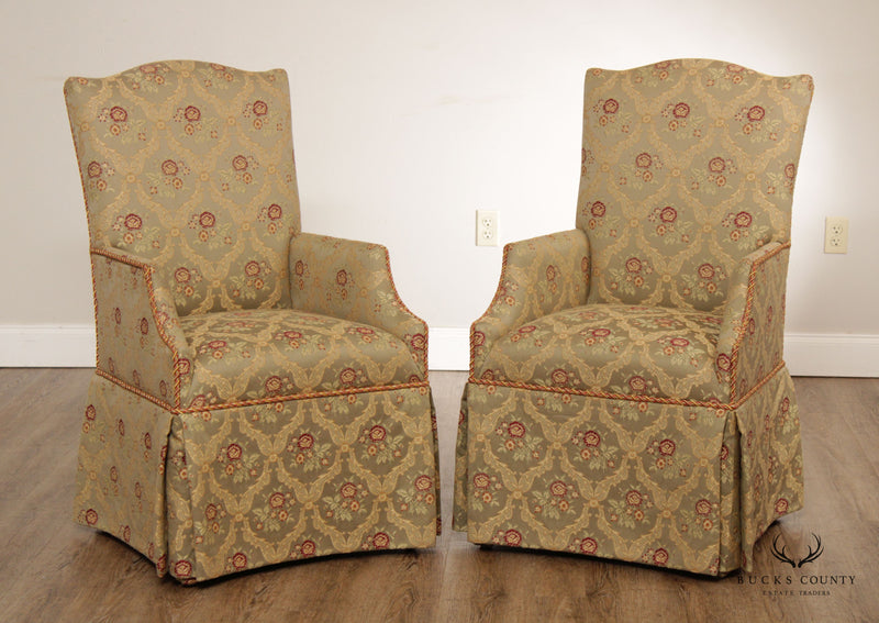 Charles Stewart Company Pair of Custom Upholstered Host Armchairs