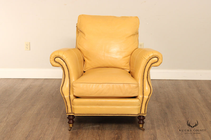 Wesley Hall English Regency Style Leather Lounge Chair