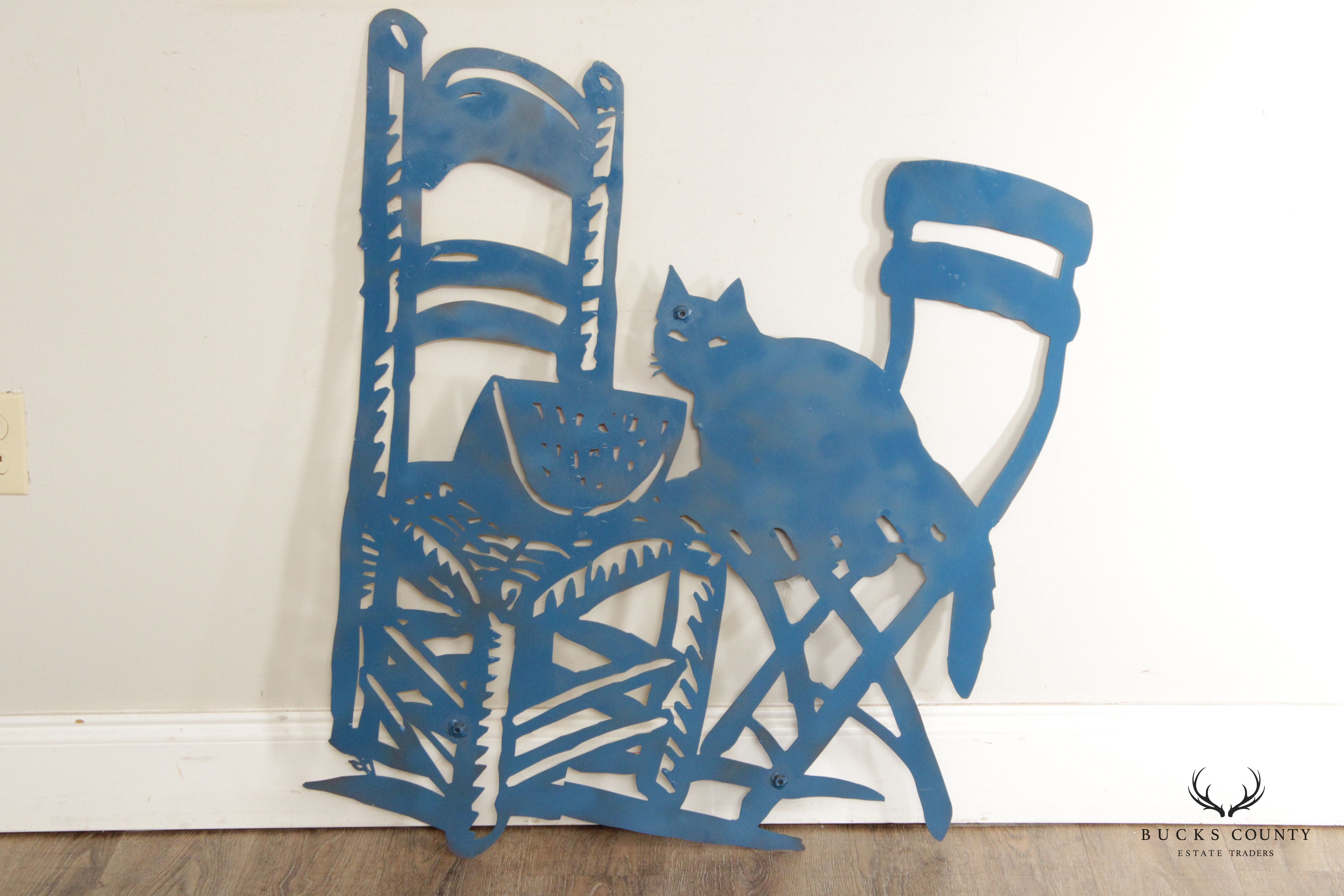 David Gerstein 'Cat and Watermelon' Metal Wall Sculpture