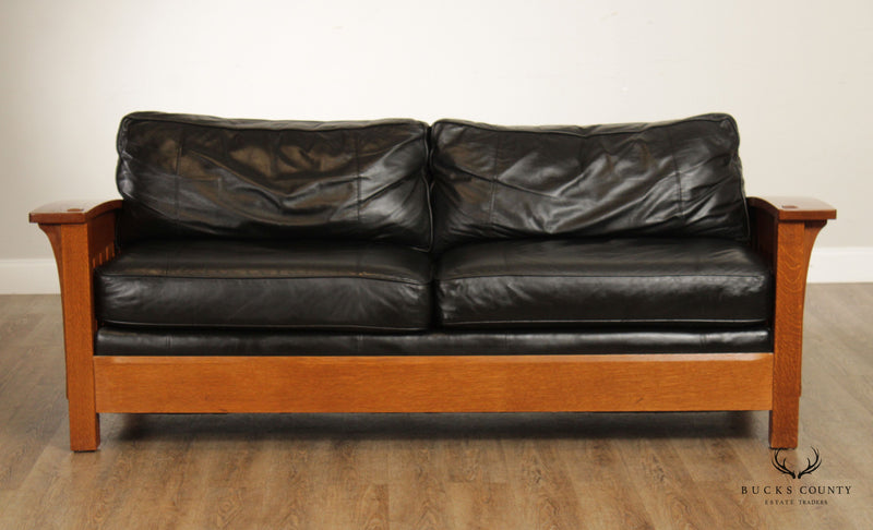 Stickley Mission Collection Leather Oak Street Sofa