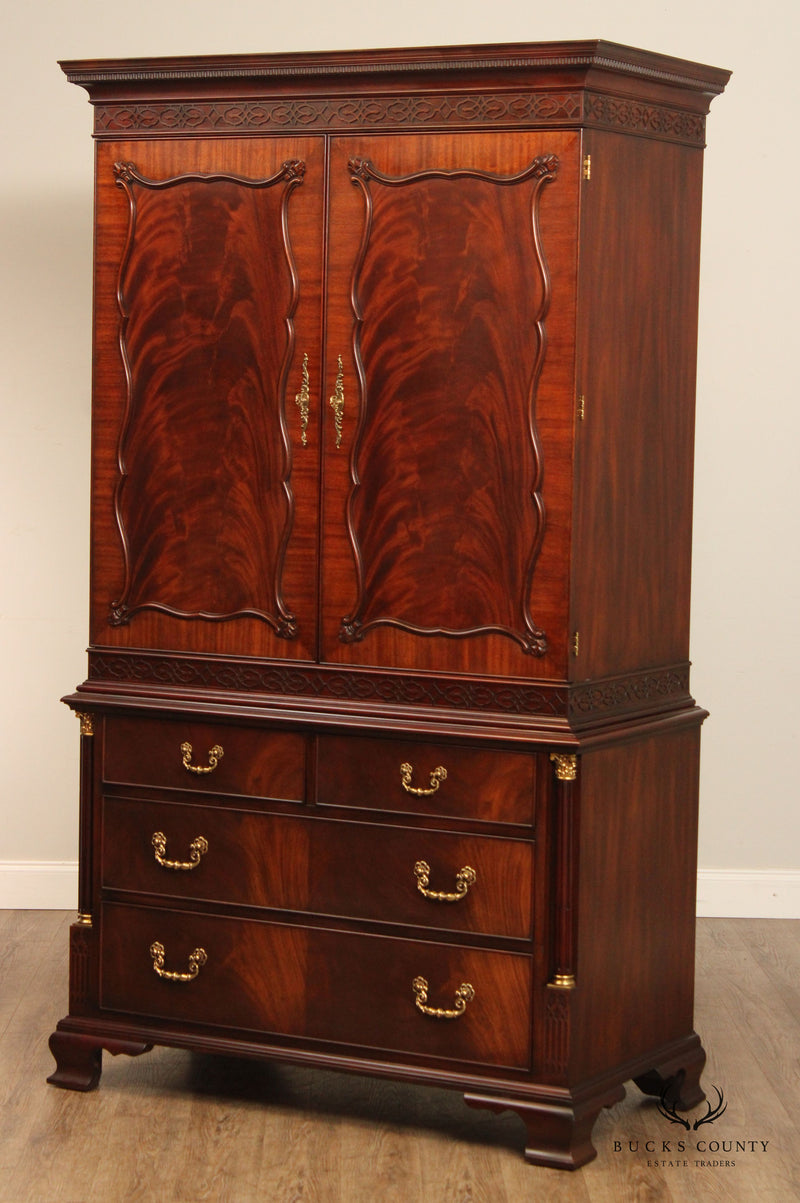 Henkel Harris Chippendale Style Flame Mahogany Armoire