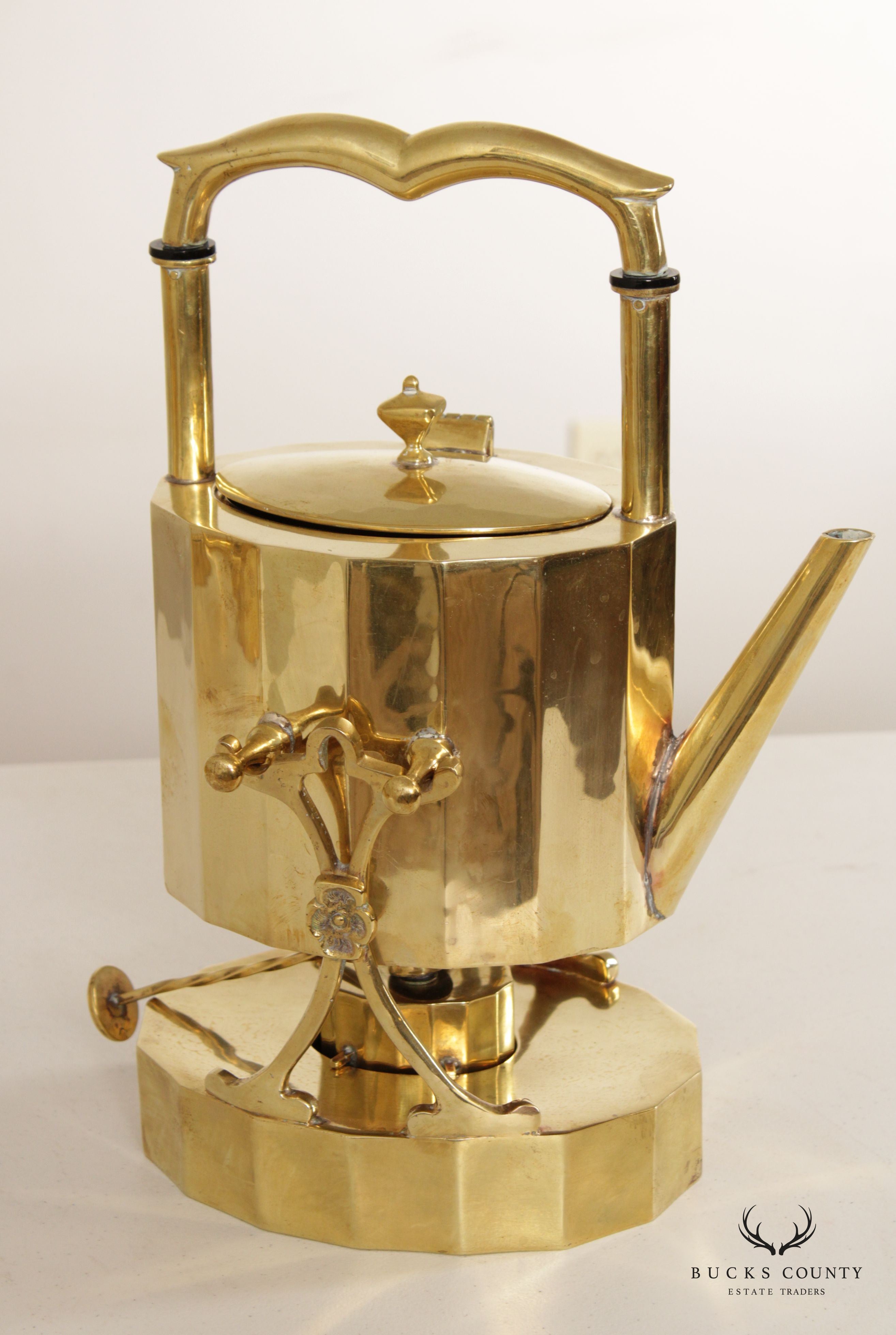 J. Jiminez Art Deco Style Brass 7 Piece Coffee & Tea Set