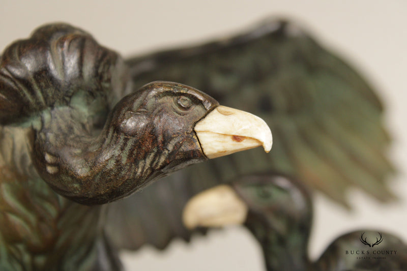 Antique Austrian Sculptural Condor Bronze Inkwell