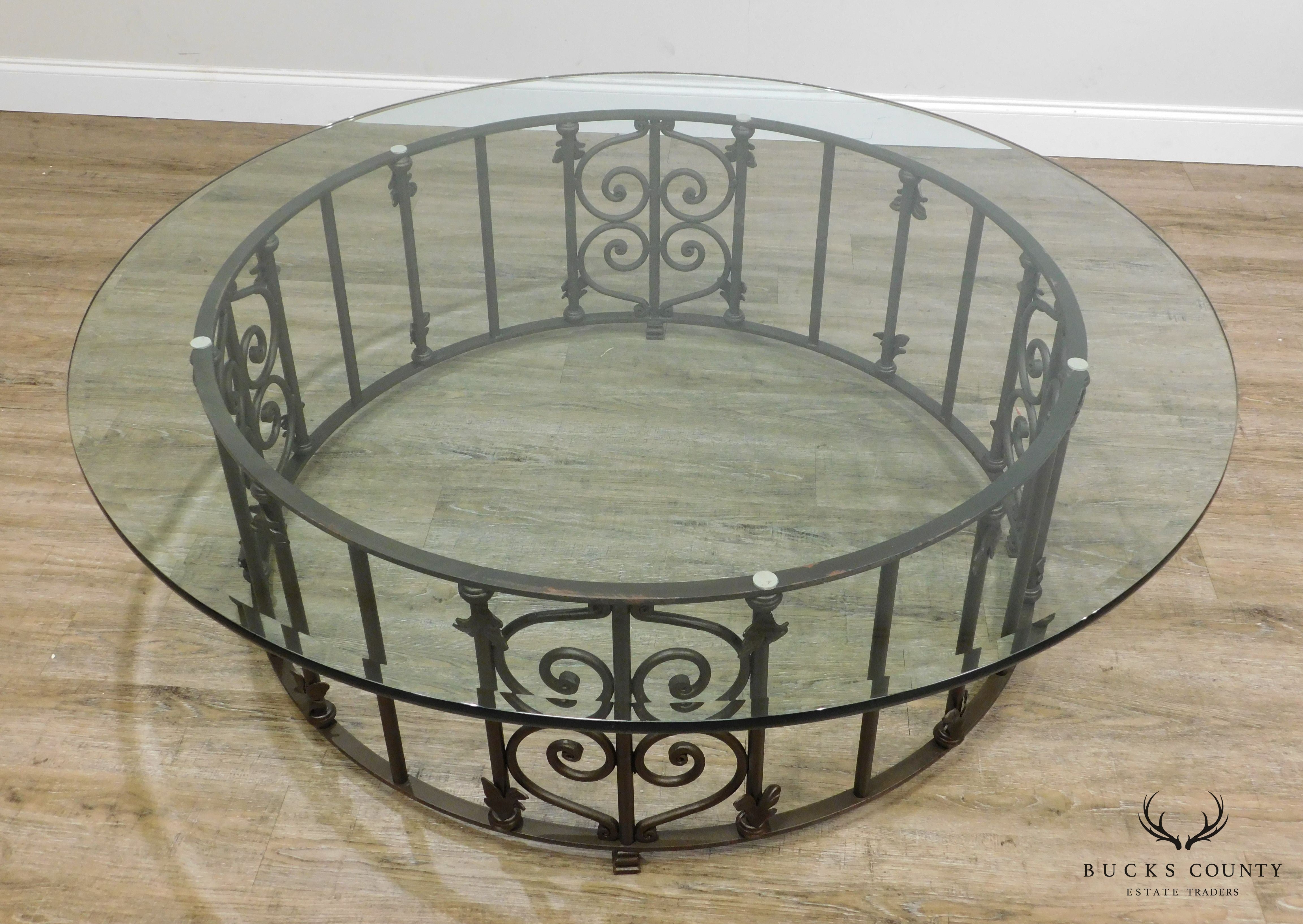 Custom Wrought Iron 60" Glass Top Coffee Table