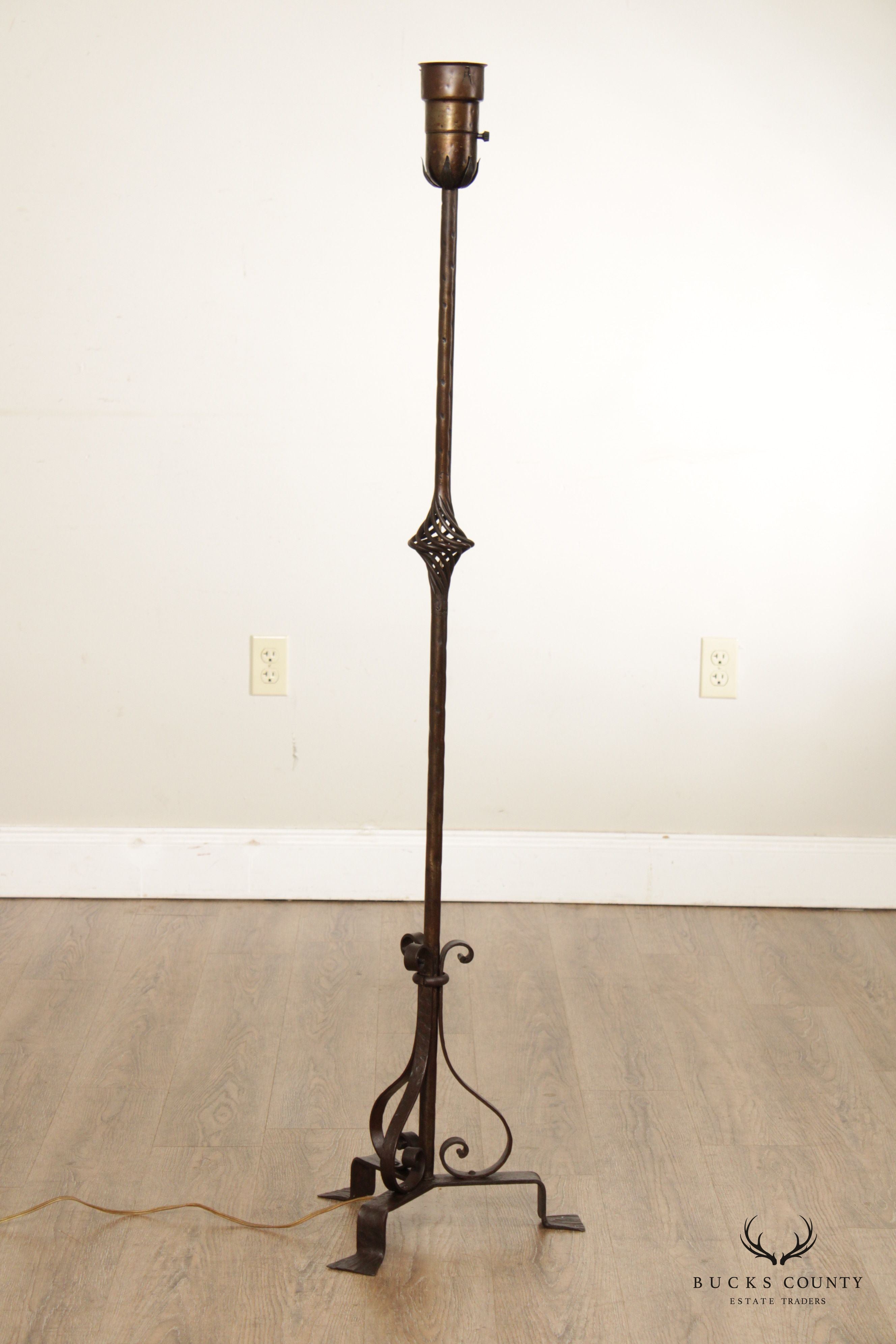 Gothic Style Wrought Iron Torchiere Floor Lamp