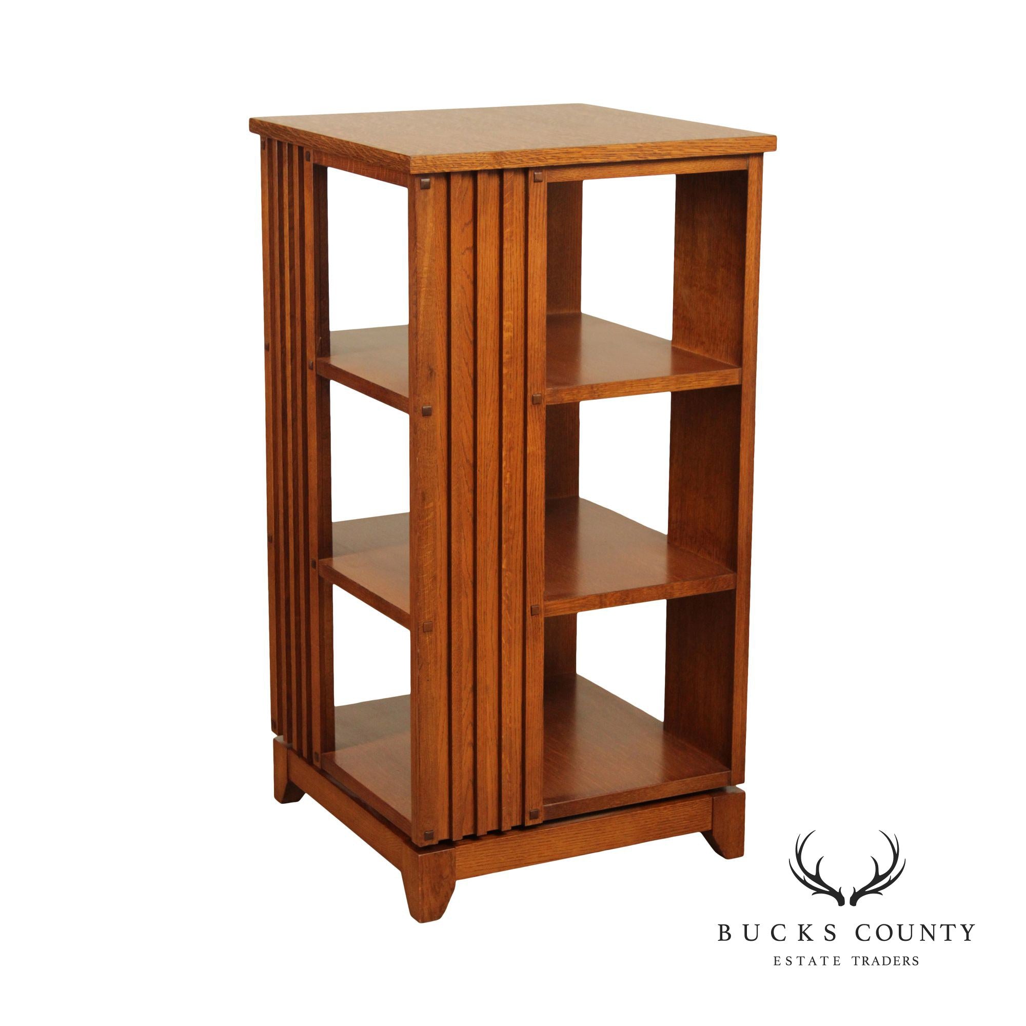 Mission Style Oak Revolving Three Tier Bookcase