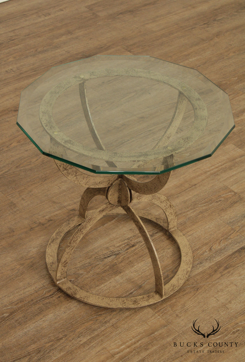 Postmodern Designer Painted Steel Glass Top Side Table